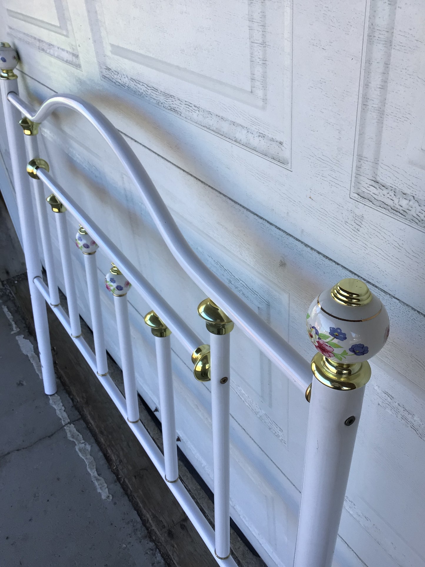 Vintage Headboard with Floral Porcelain Accents