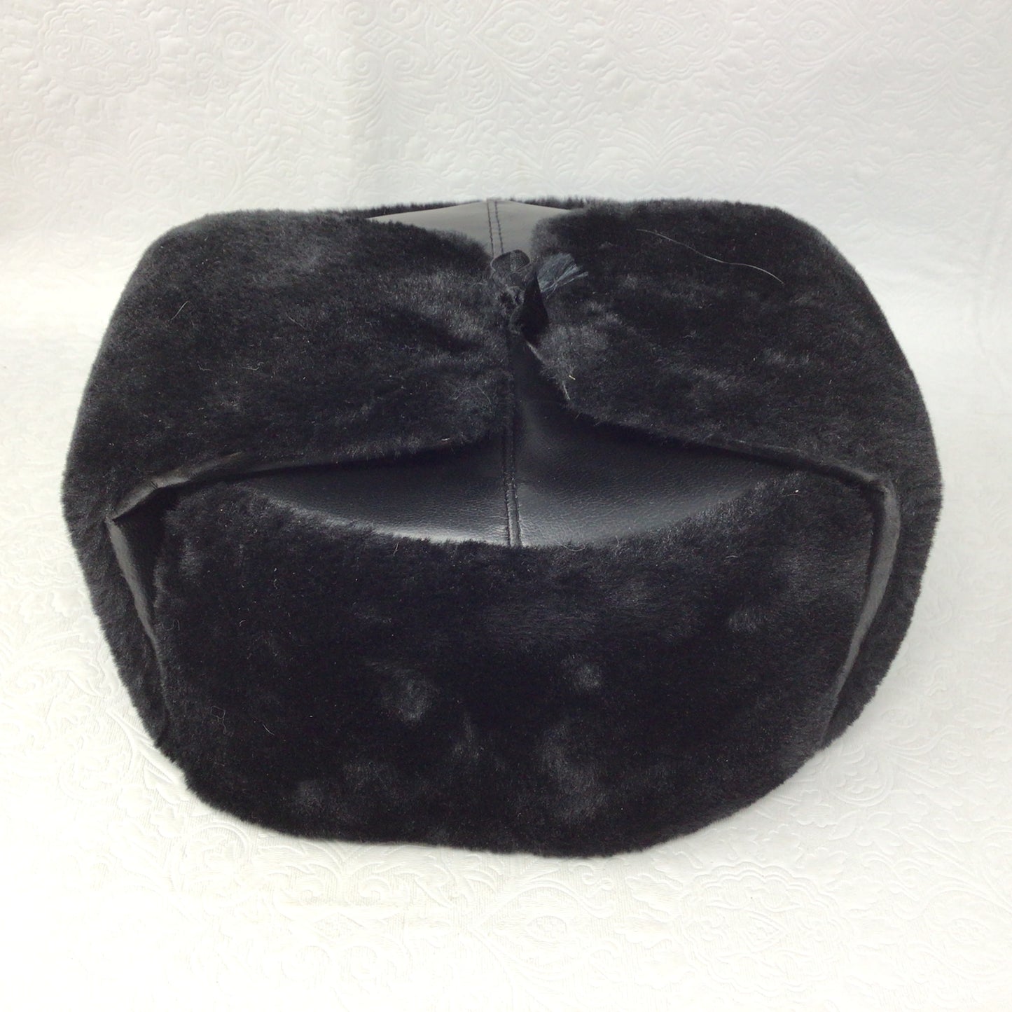 Faux Fur and Leather Black Hat