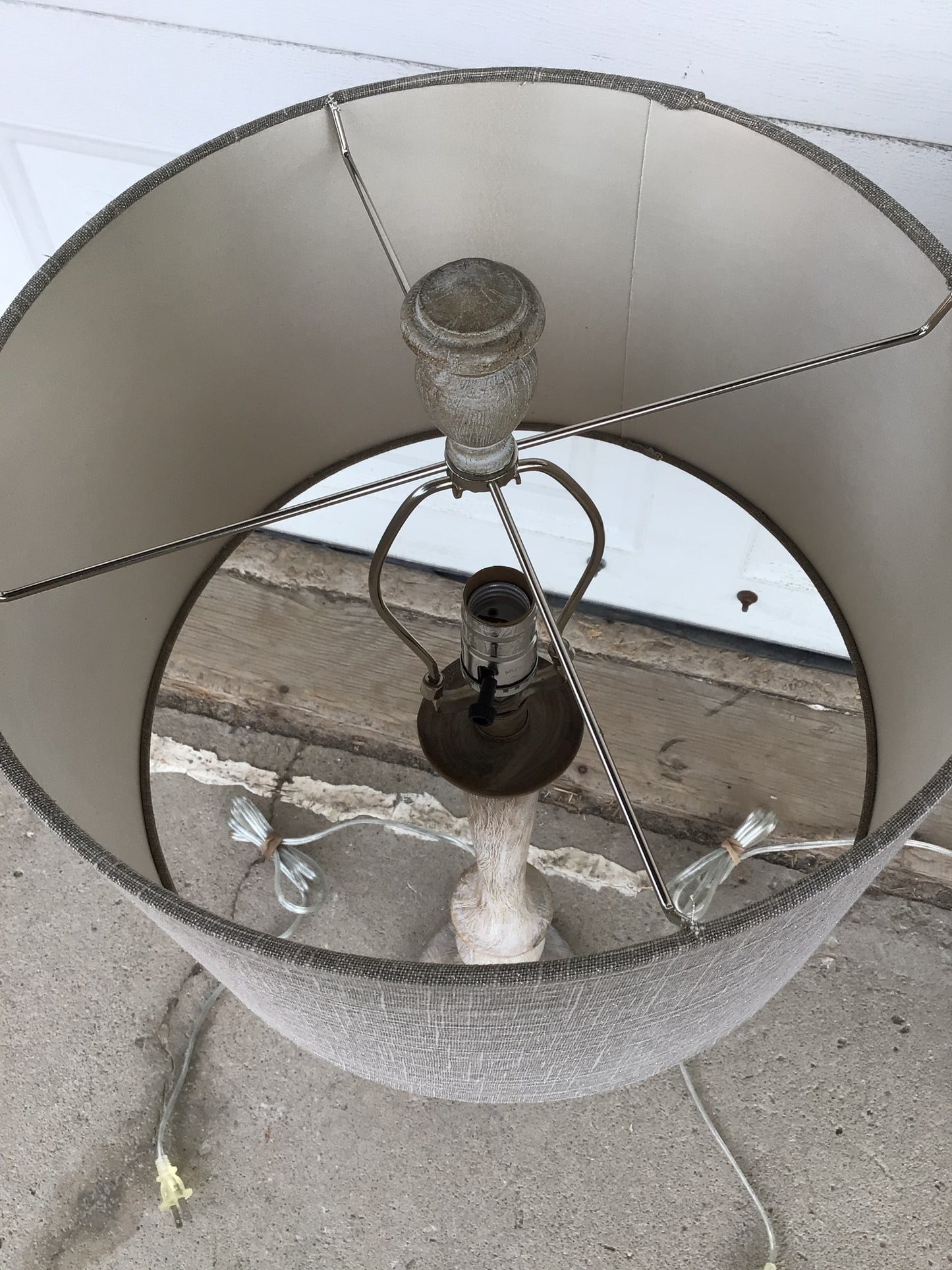 Wooden Lamp with Sparkly Shade