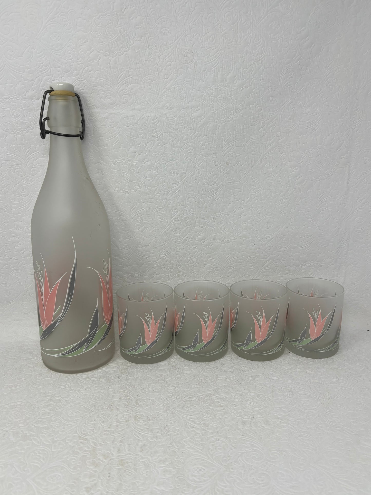 Vintage Cerve Italy Frosted Glassware Set