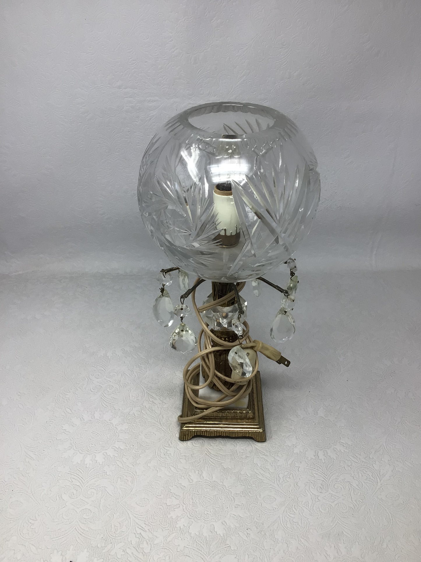Vintage Hollywood Regency Crystal Orb Lamp