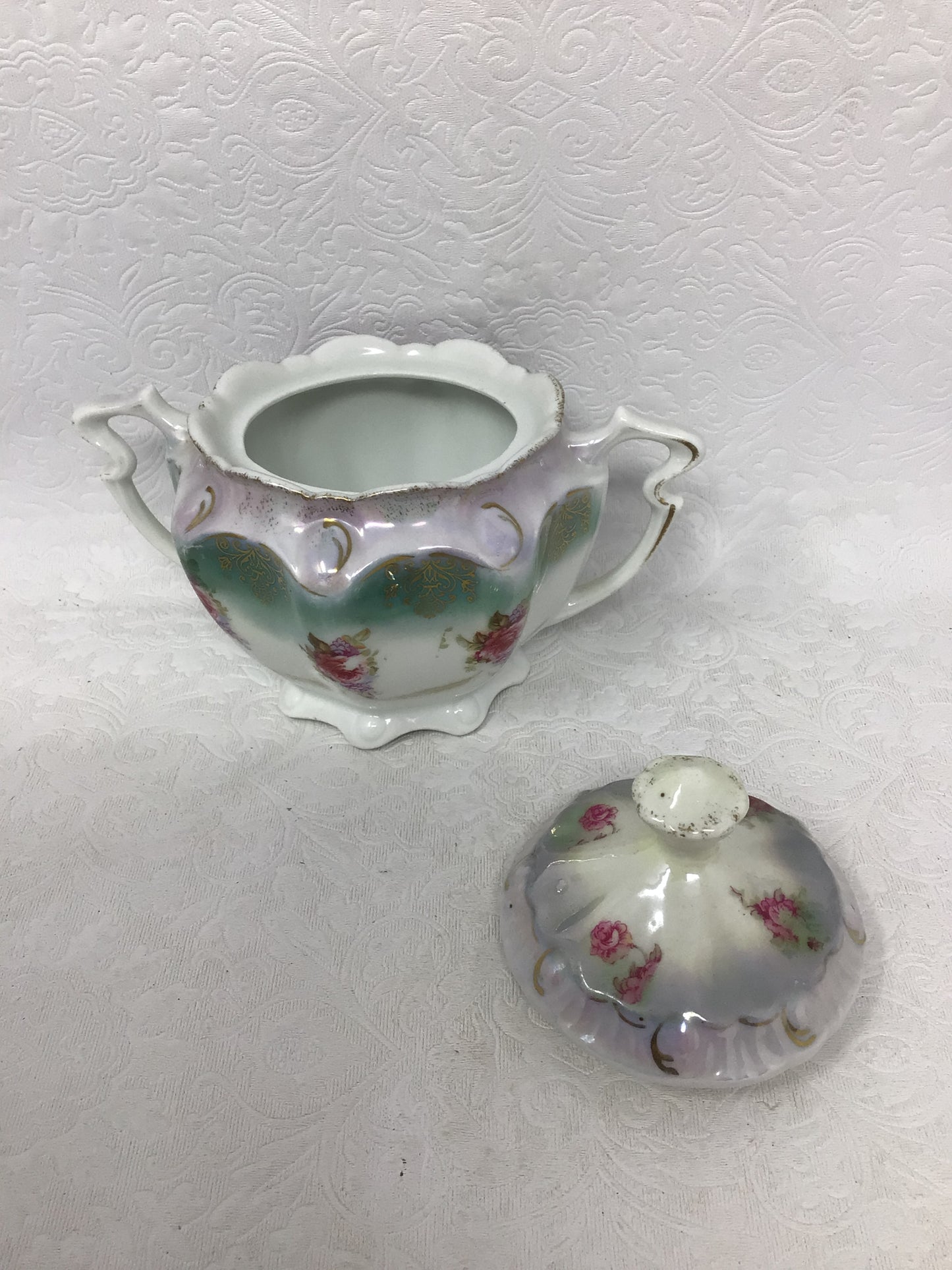 Creamer and Sugar with Pink Roses