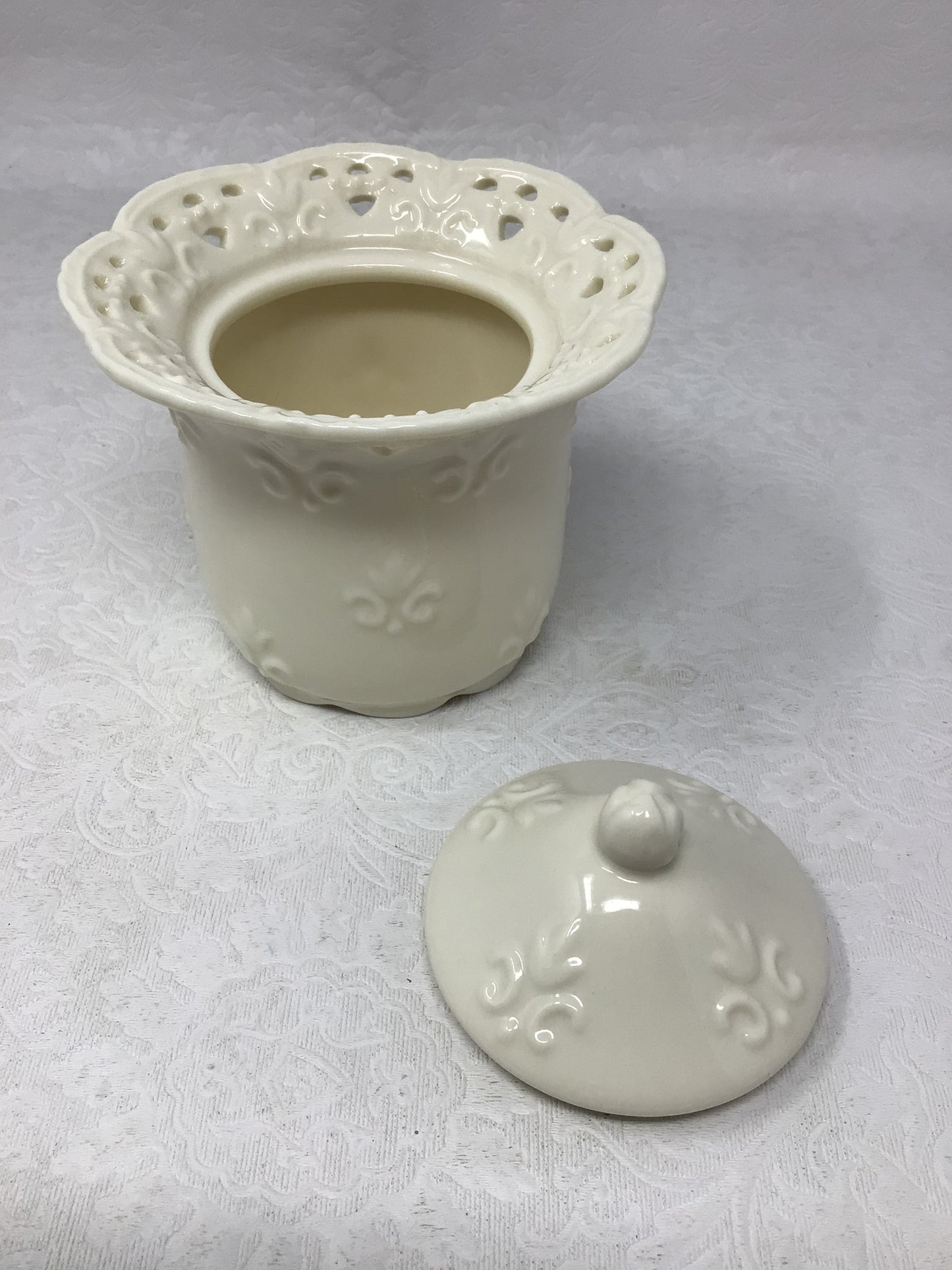 Cream Lace Creamer and Sugar by Skye McGhie