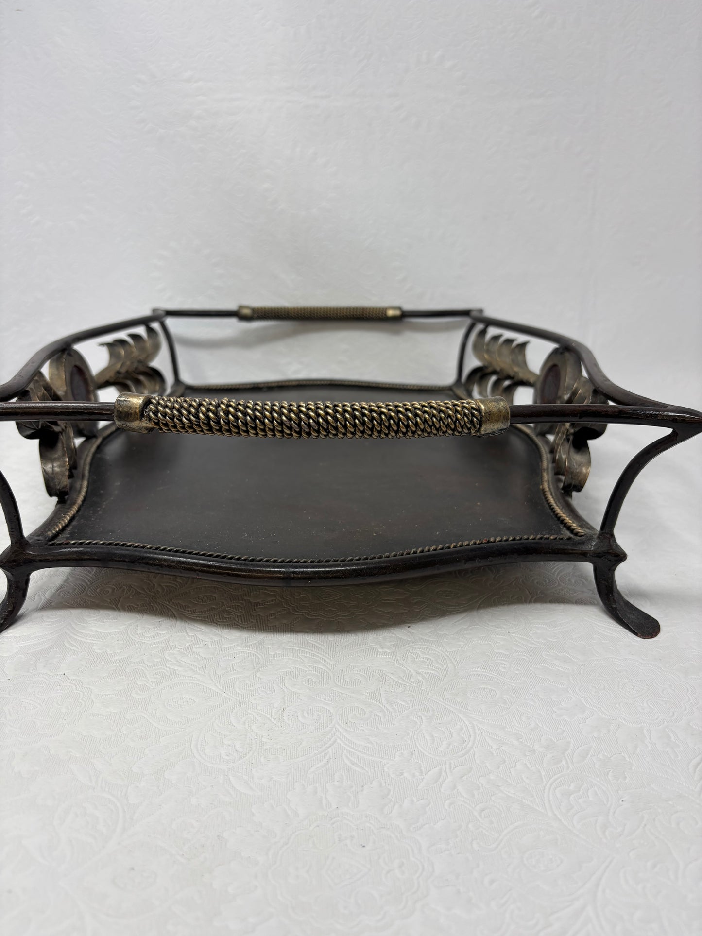 Black & Gold Metal Footed Tray