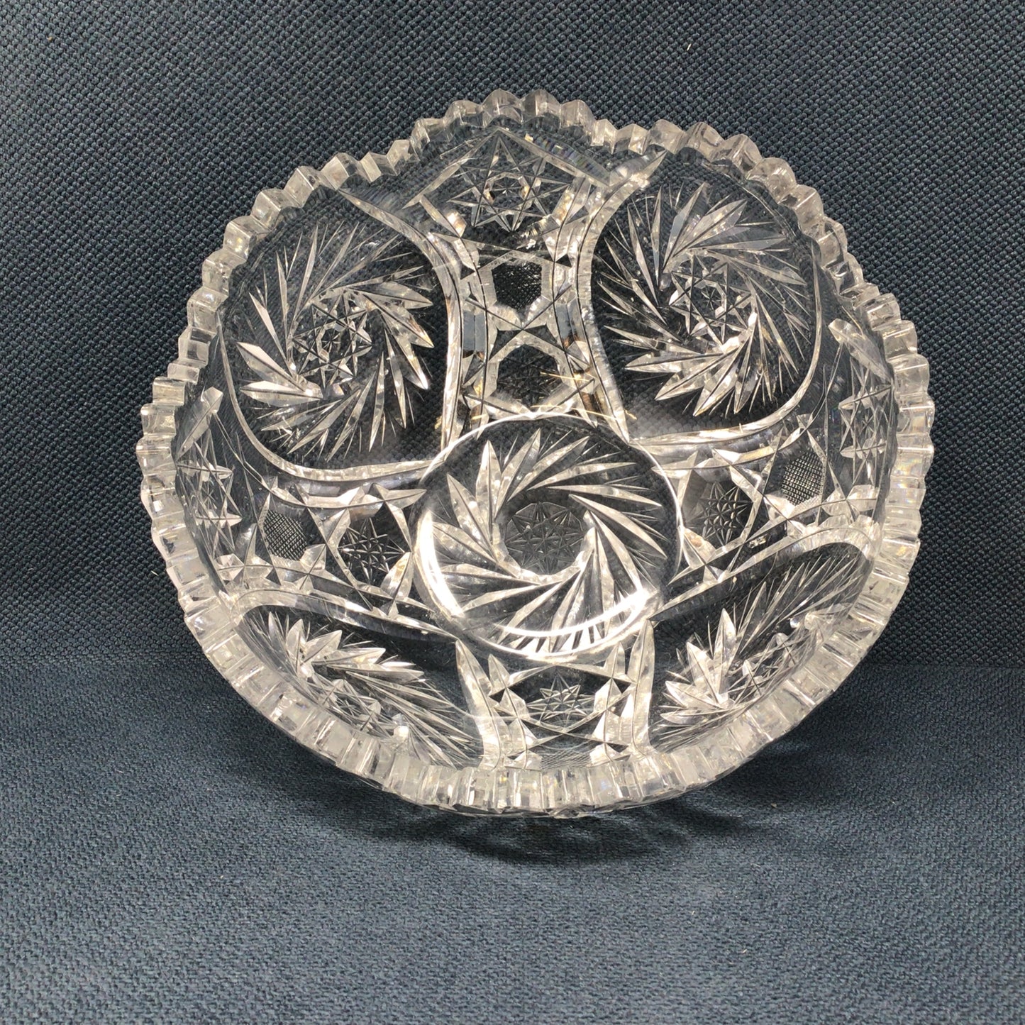 Vintage Cut Crystal Scalloped Swirl Bowl