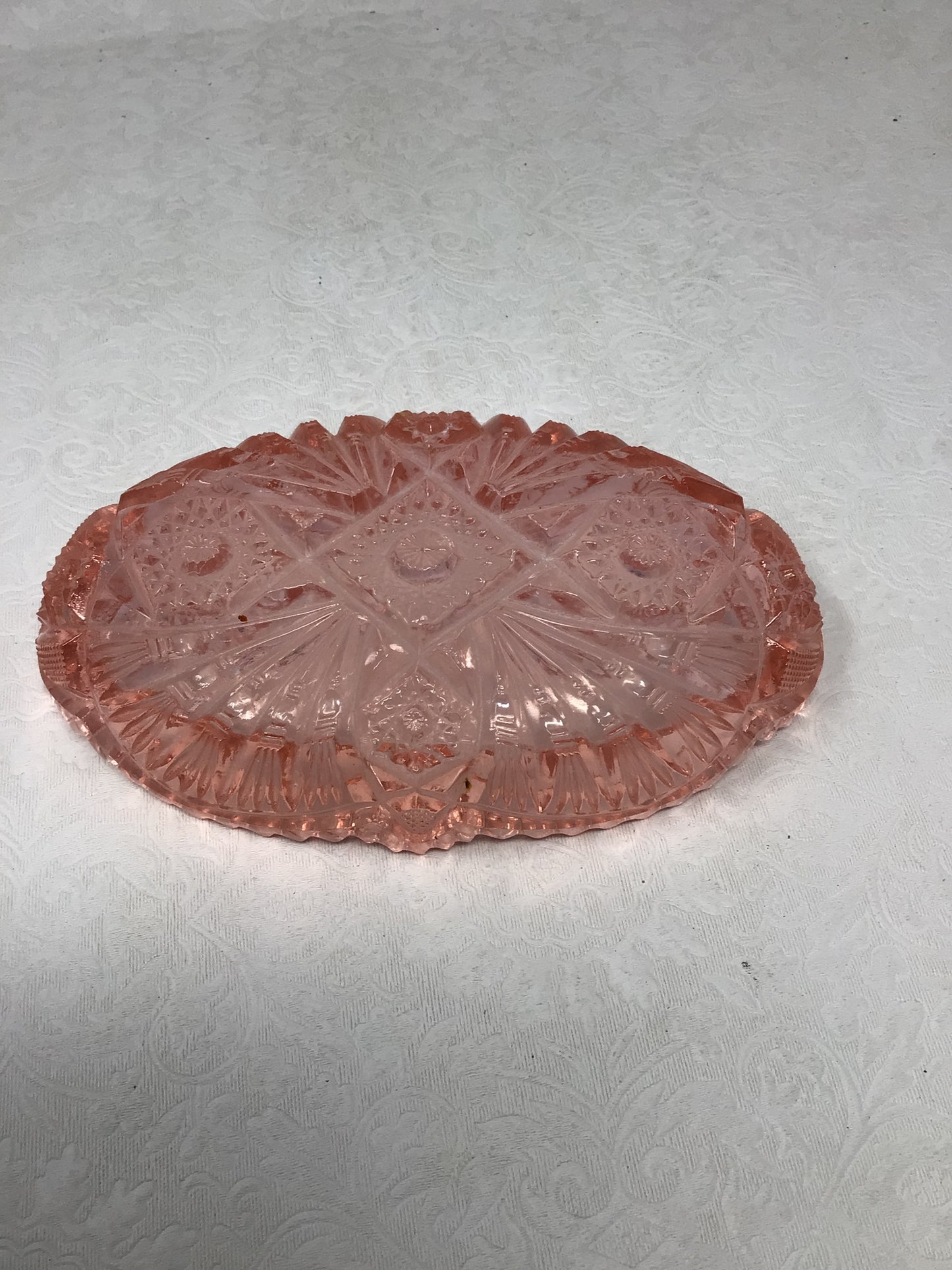 Vintage Imperial Glass Pink Sawtooth Candy Dish
