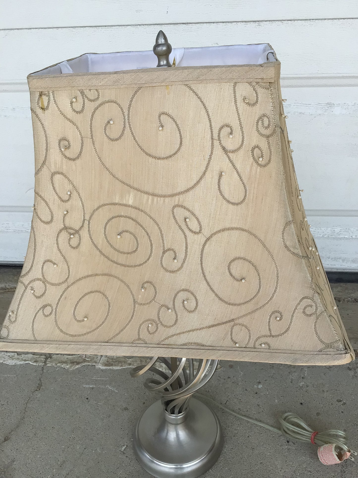 Silver Swirl Lamp with Vintage Shade