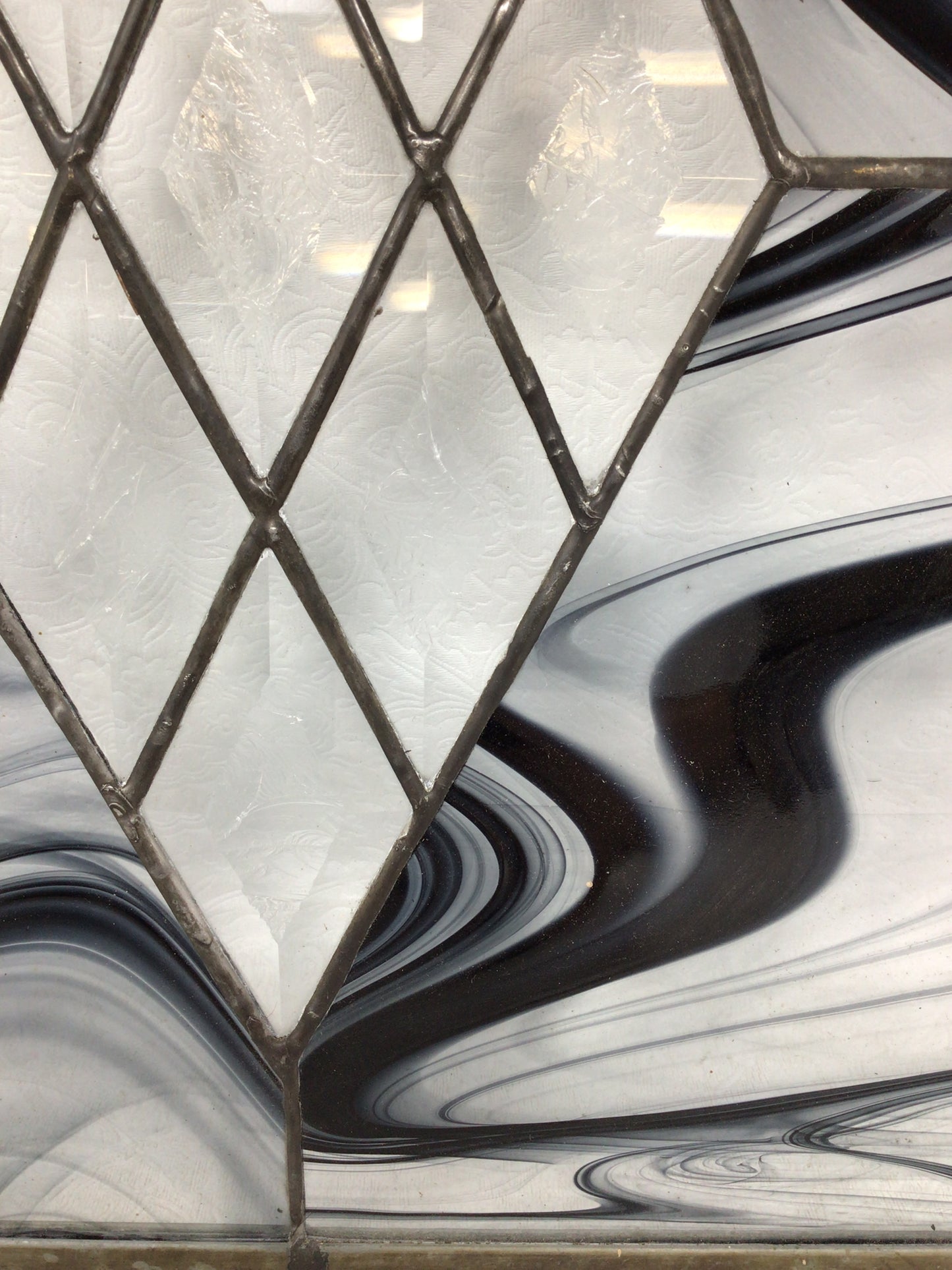 Black and Grey Stained Glass Panel