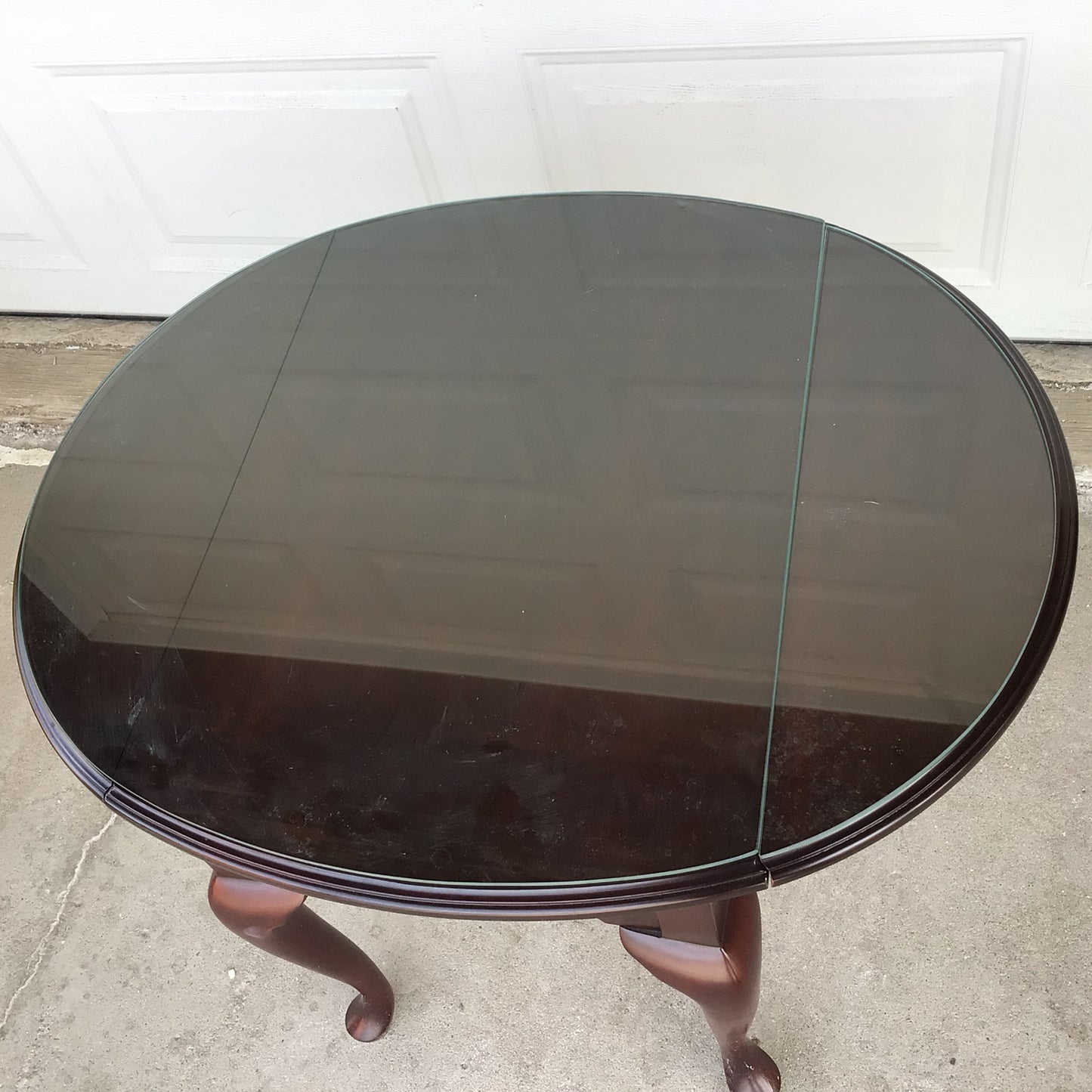 Winged End Table with Glass Top