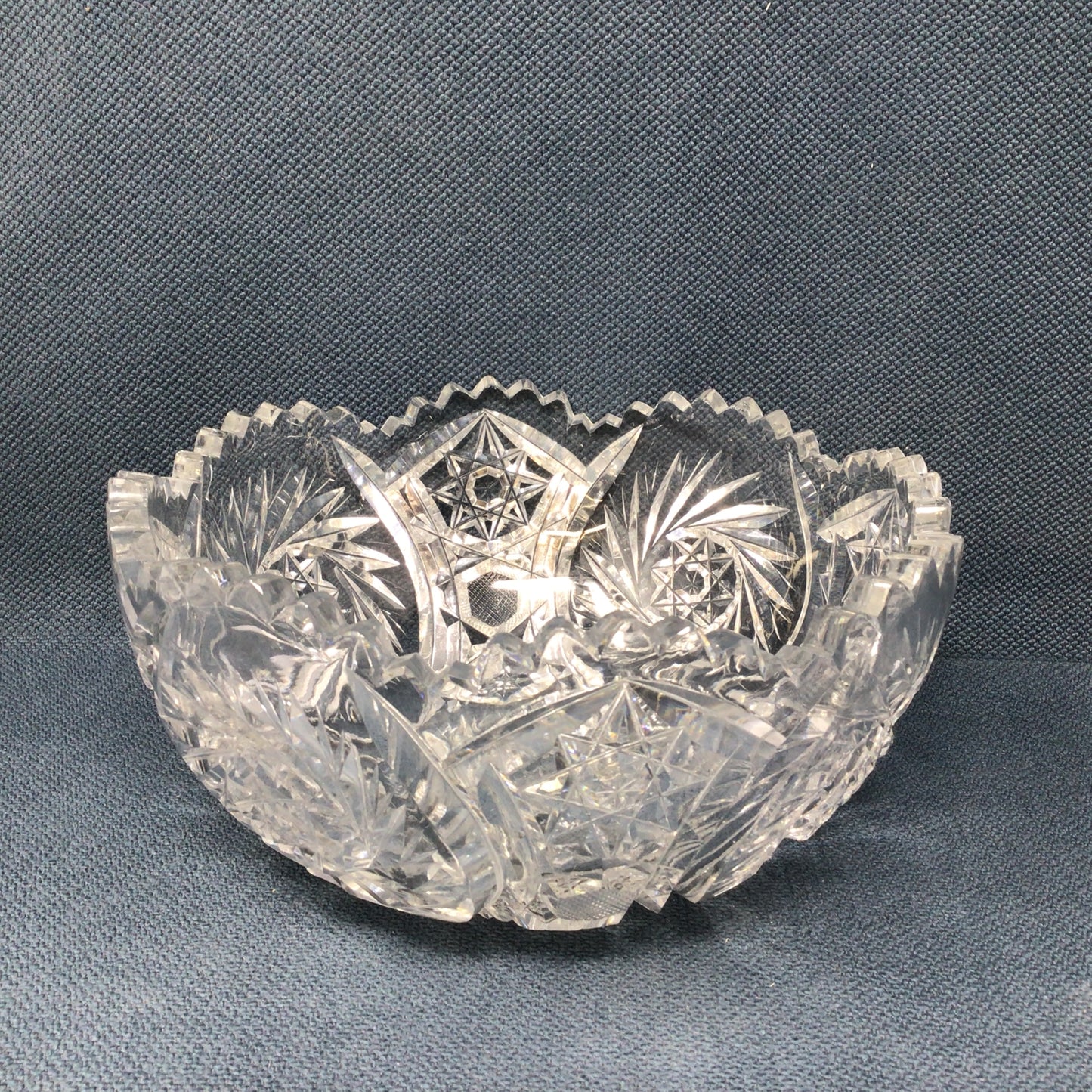 Vintage Cut Crystal Scalloped Swirl Bowl