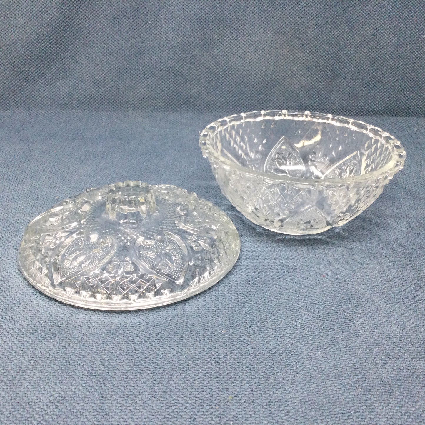 “Roses in Hearts” Pattern Glass Candy Dish