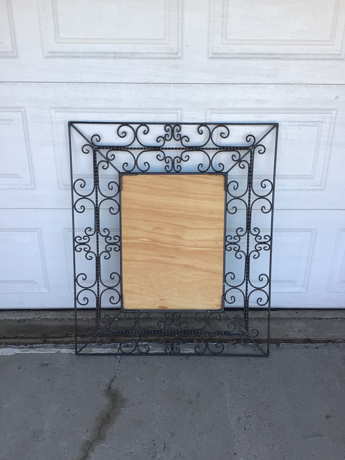 Ornate Black Wrought Iron Mirror