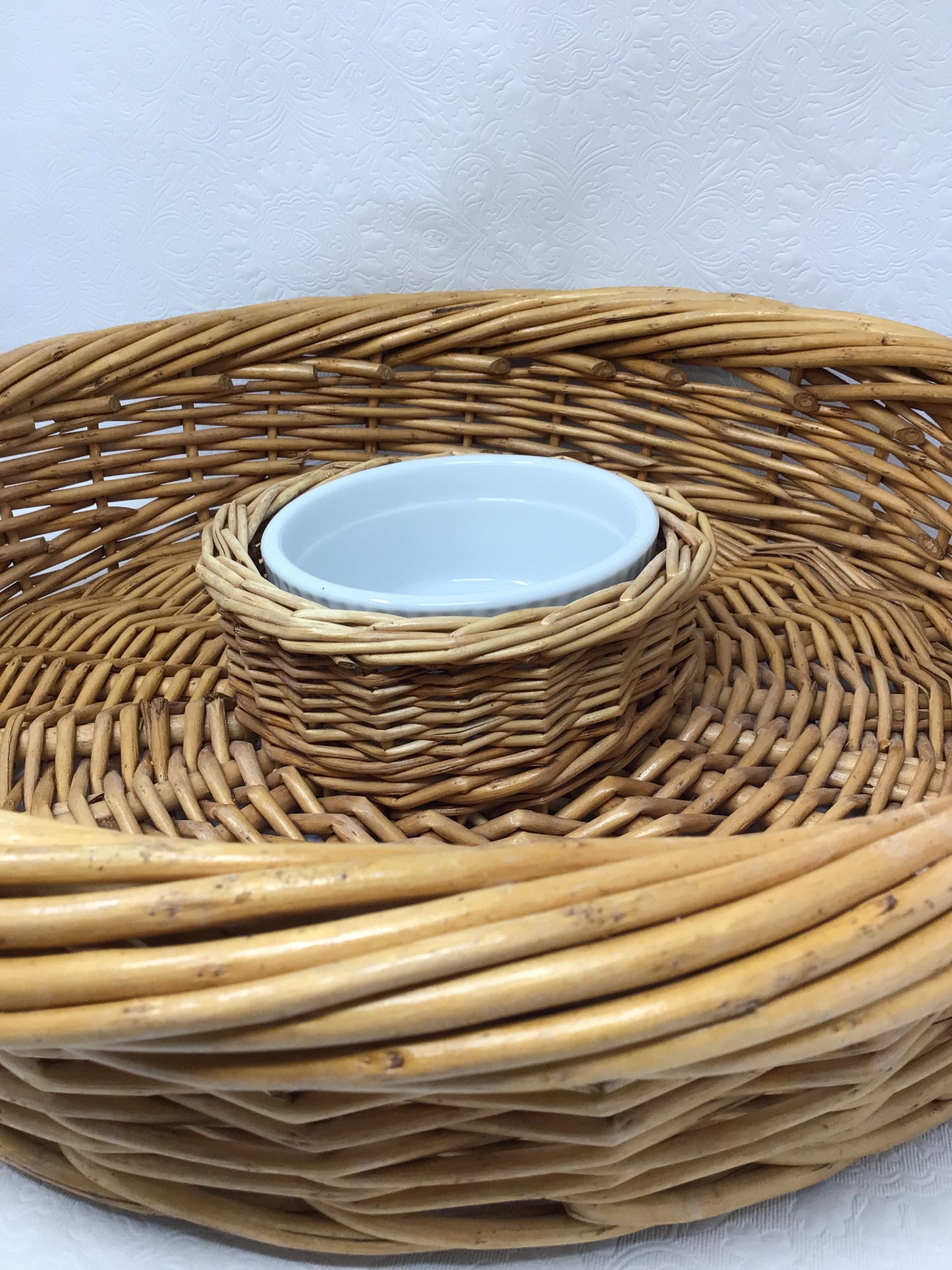 Large Rattan Chip and Dip Platter