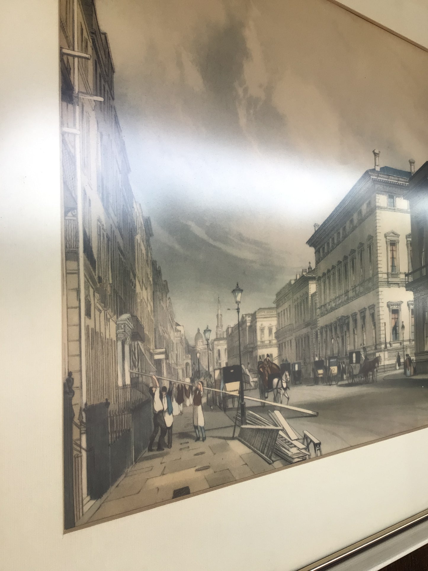 Lithograph by Thomas Shotter Boys - “Club Houses of Pall Mall”