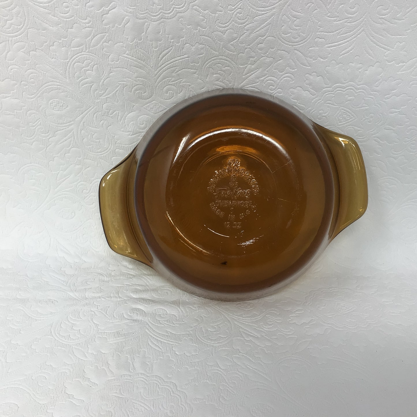 Vintage Anchor Hocking Amber Brown Single Serve Casserole Dish With Lid