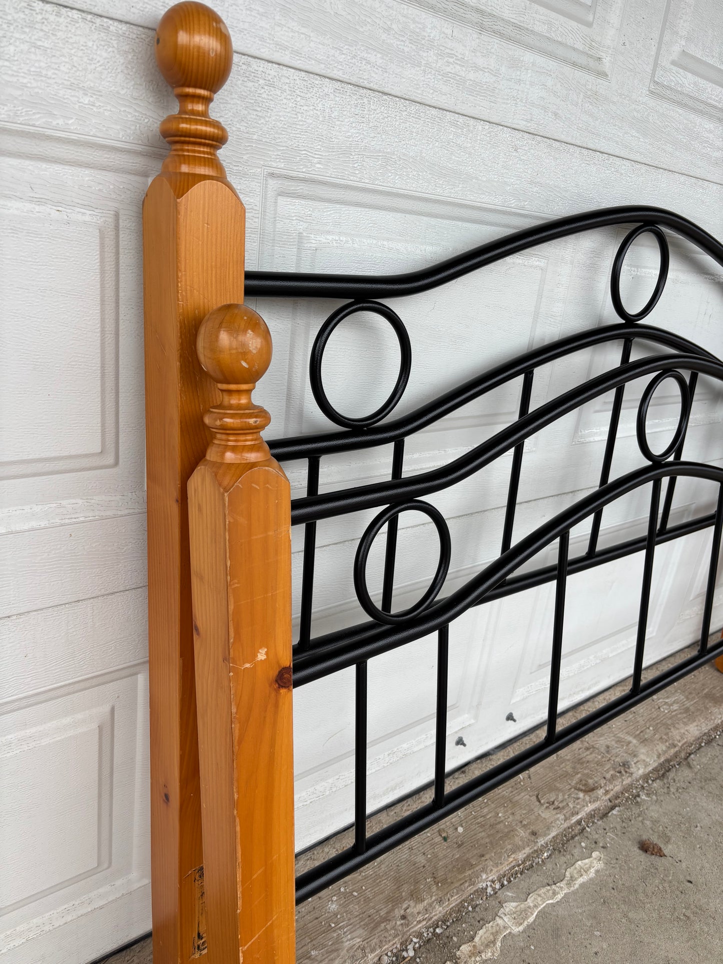 Queen Wood And Metal Headboard & Footboard