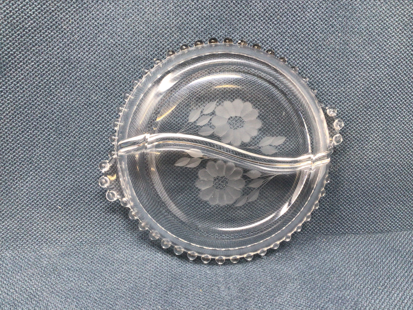 Imperial Candlewick Etched Divided Dish