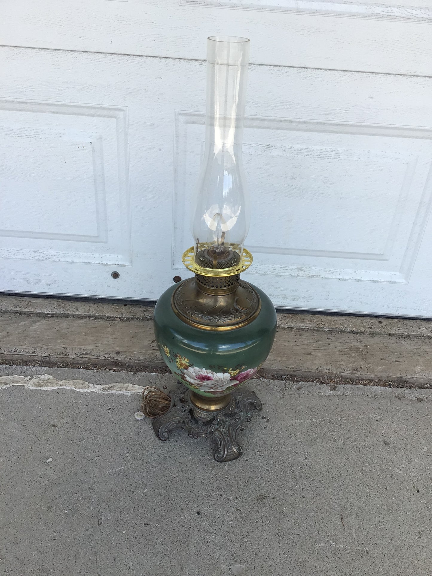 Antique Electrified Oil Lamp