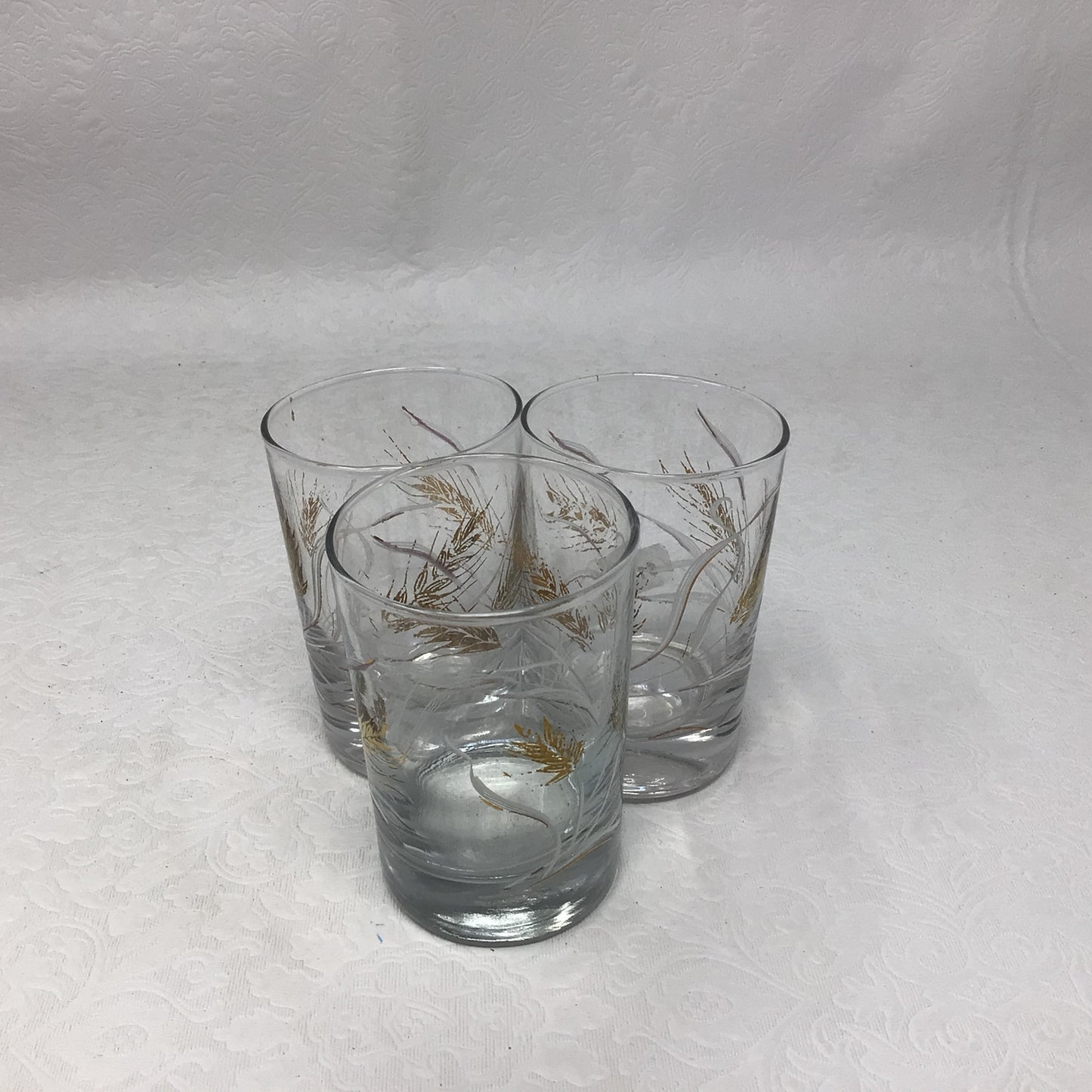 Homer Laughlin MCM Golden Wheat Pattern Juice Glasses, Set of 3