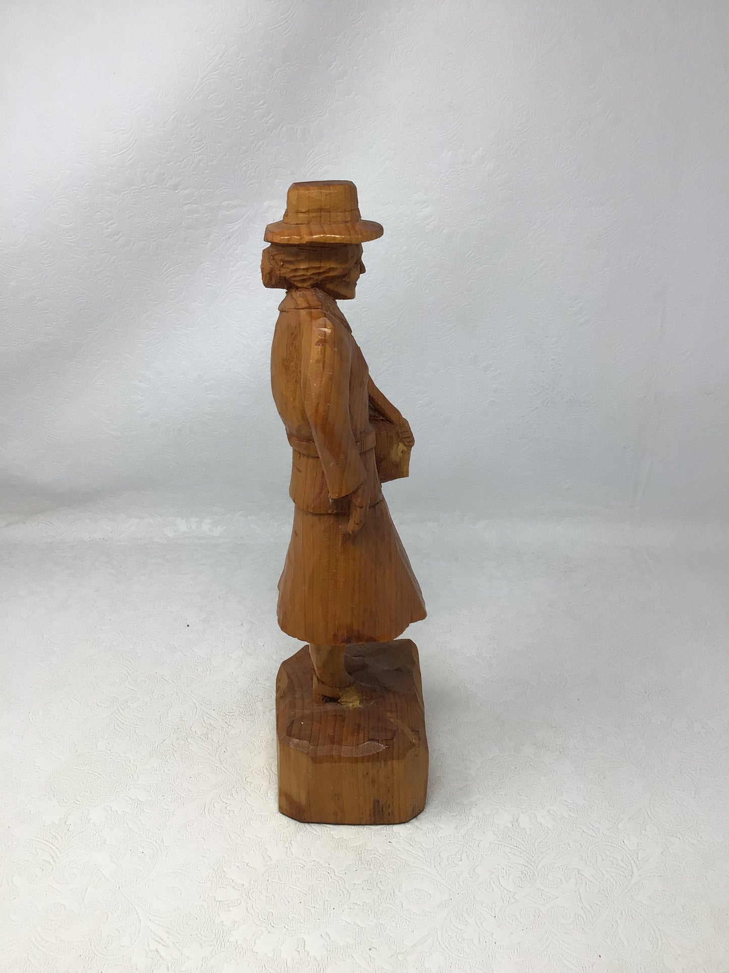Vintage Hand-Carved Wooden Figurine of An Old Woman