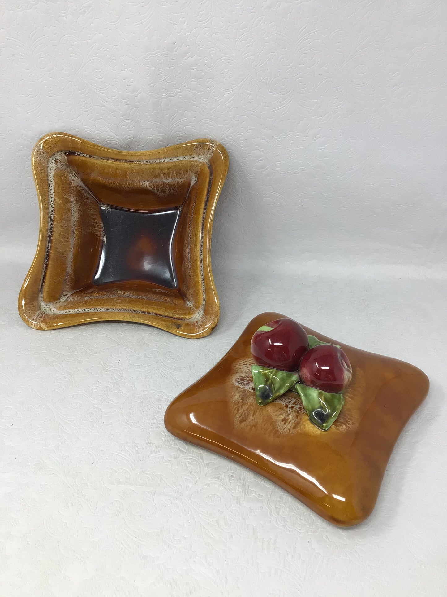 MCM California Pottery Drip Glaze Apple Dish