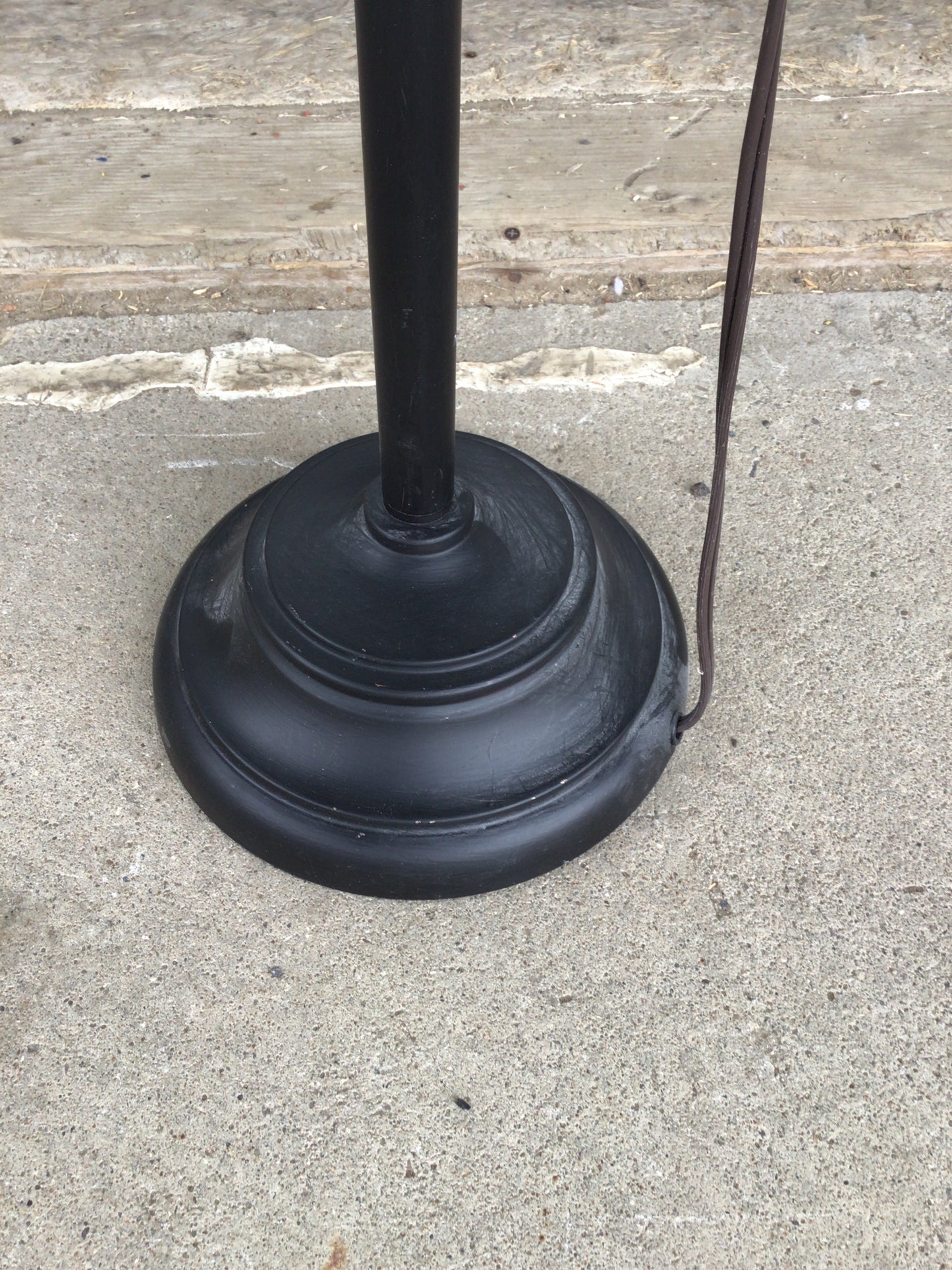 Metal and Faux Wood Floor Lamp