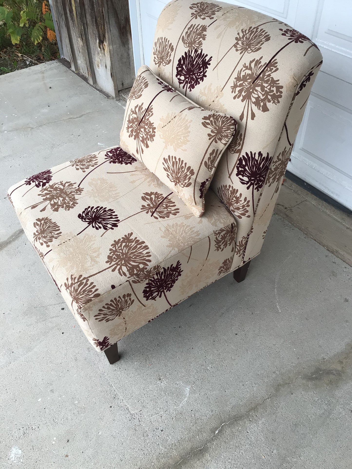 Brown and Beige Slipper Chair