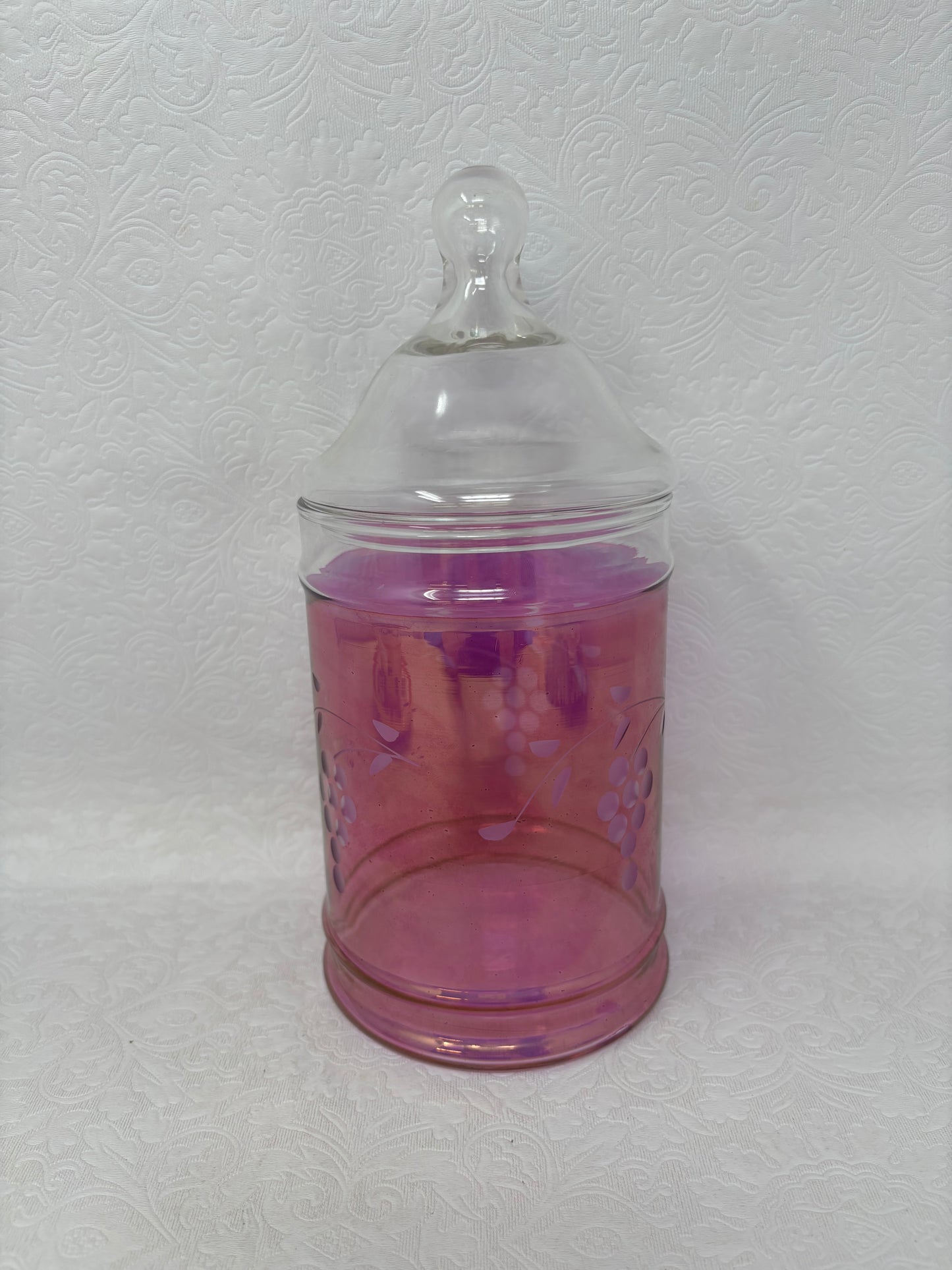 Cranberry Glass Apothecary Jar With Lid