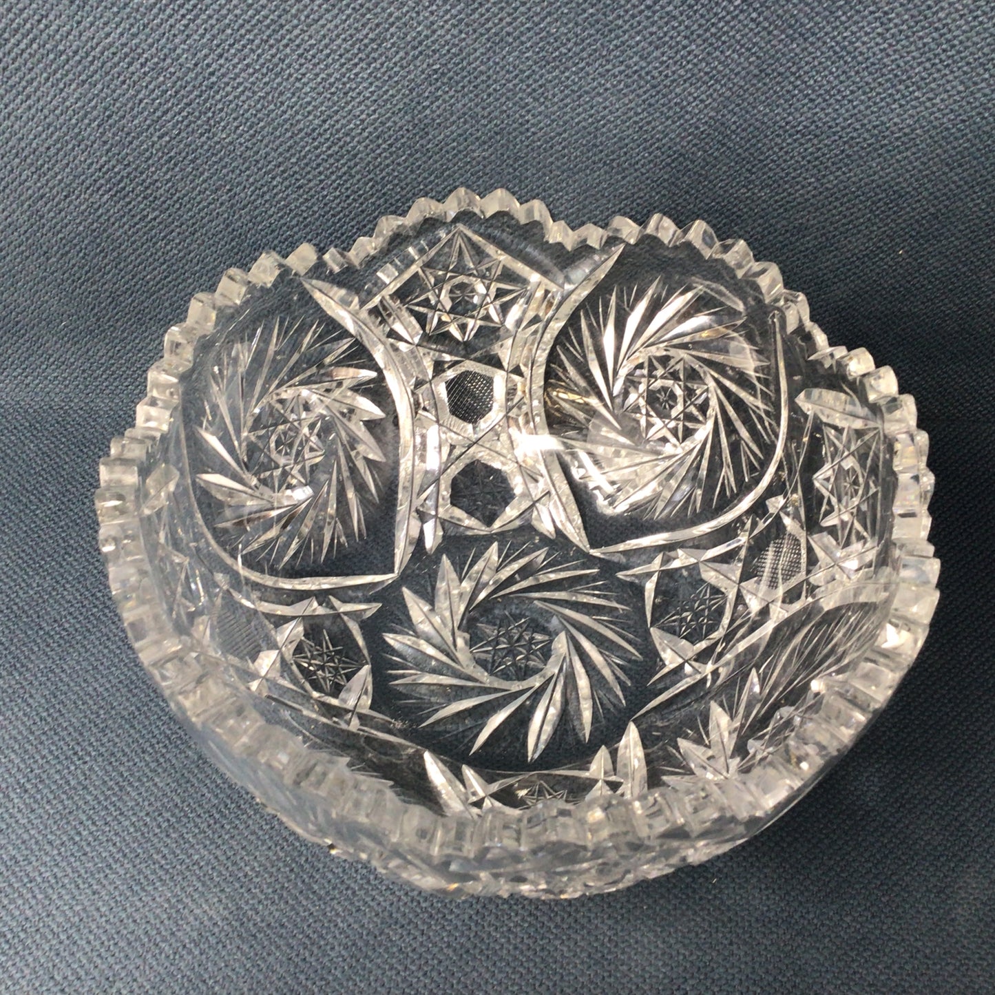 Vintage Cut Crystal Scalloped Swirl Bowl