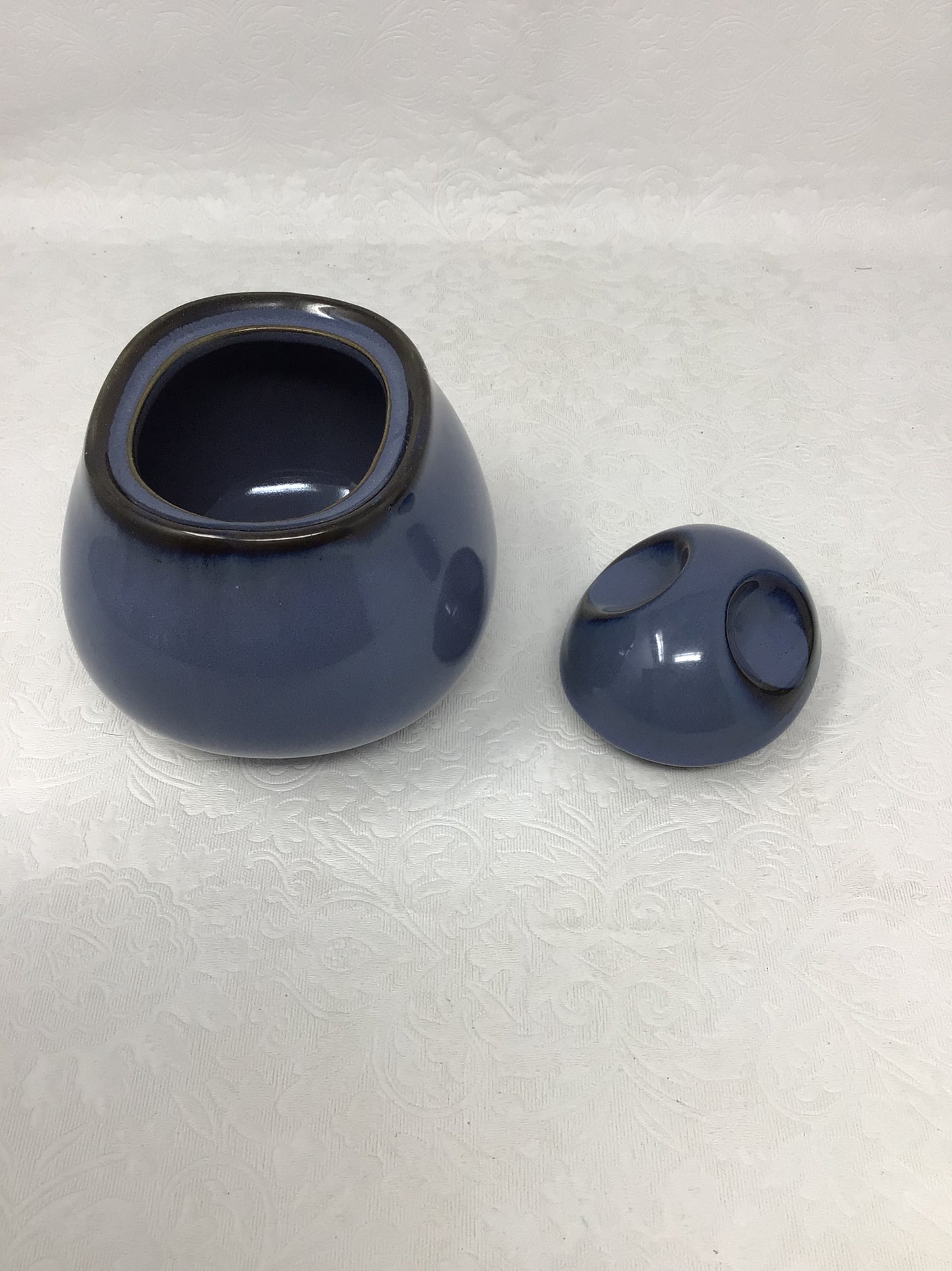 Vintage Eggplant Blue Sango Creamer and Sugar Set