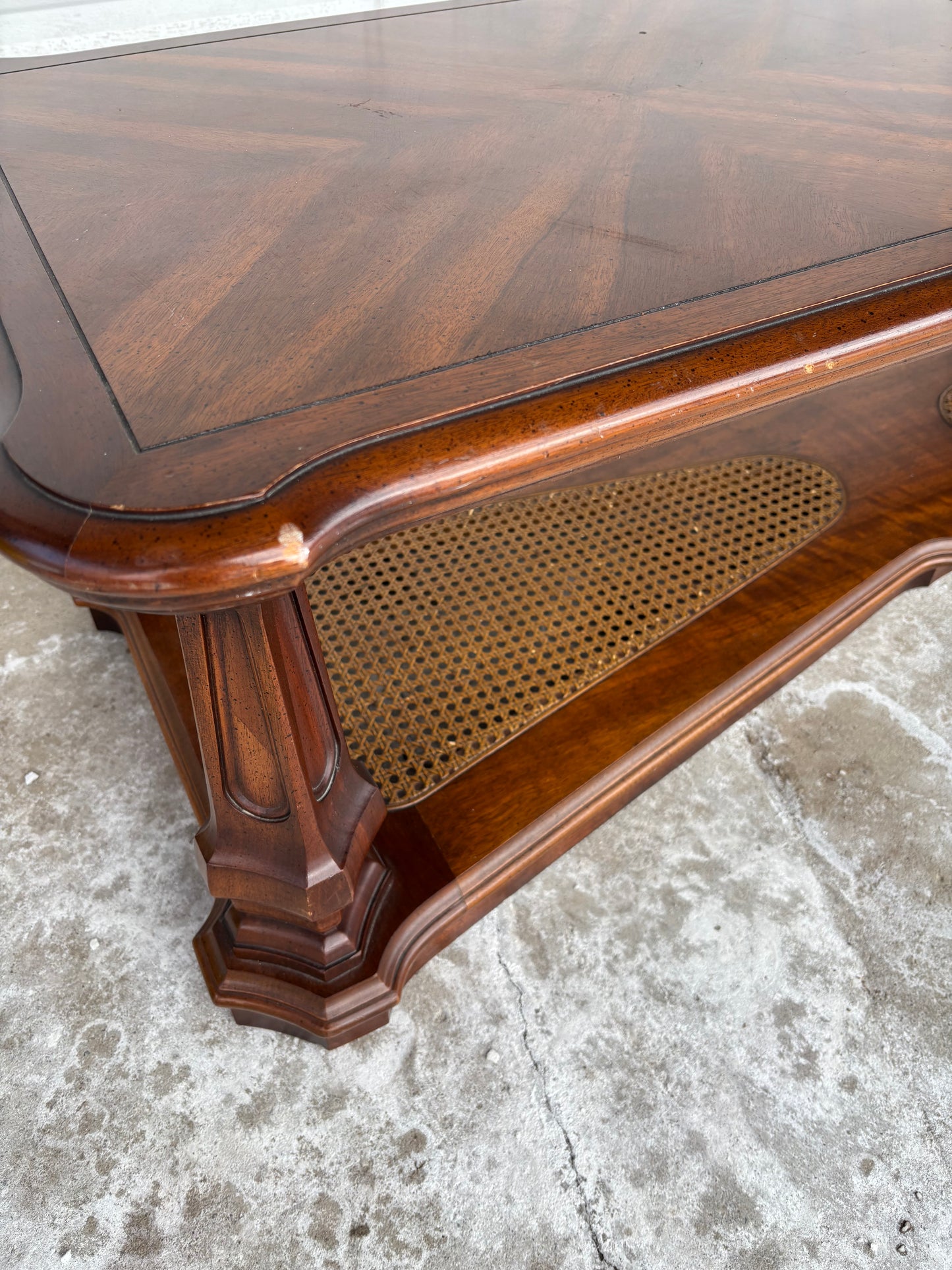 Rectangular Coffee Table with Faux Bamboo Bottom