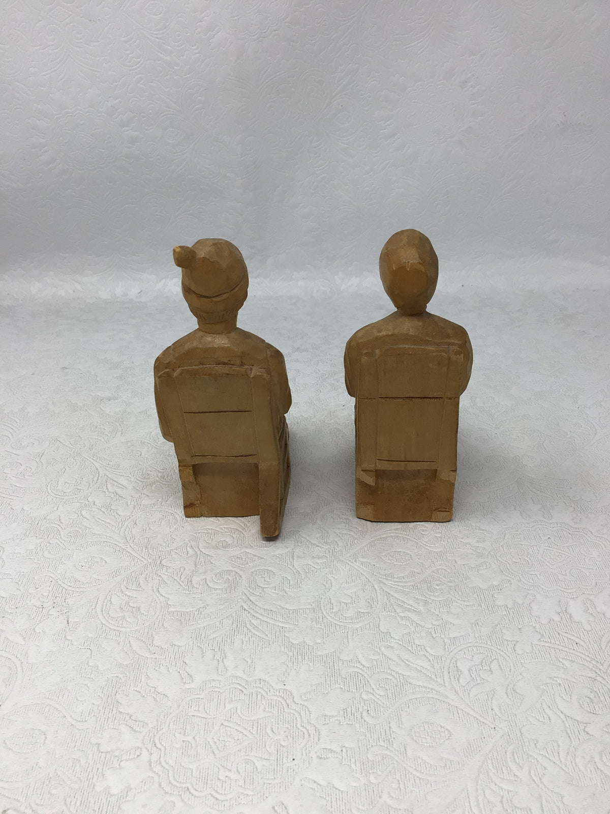 Pair of Vintage French-Canadian Quebec Folk Art Woodcarvings