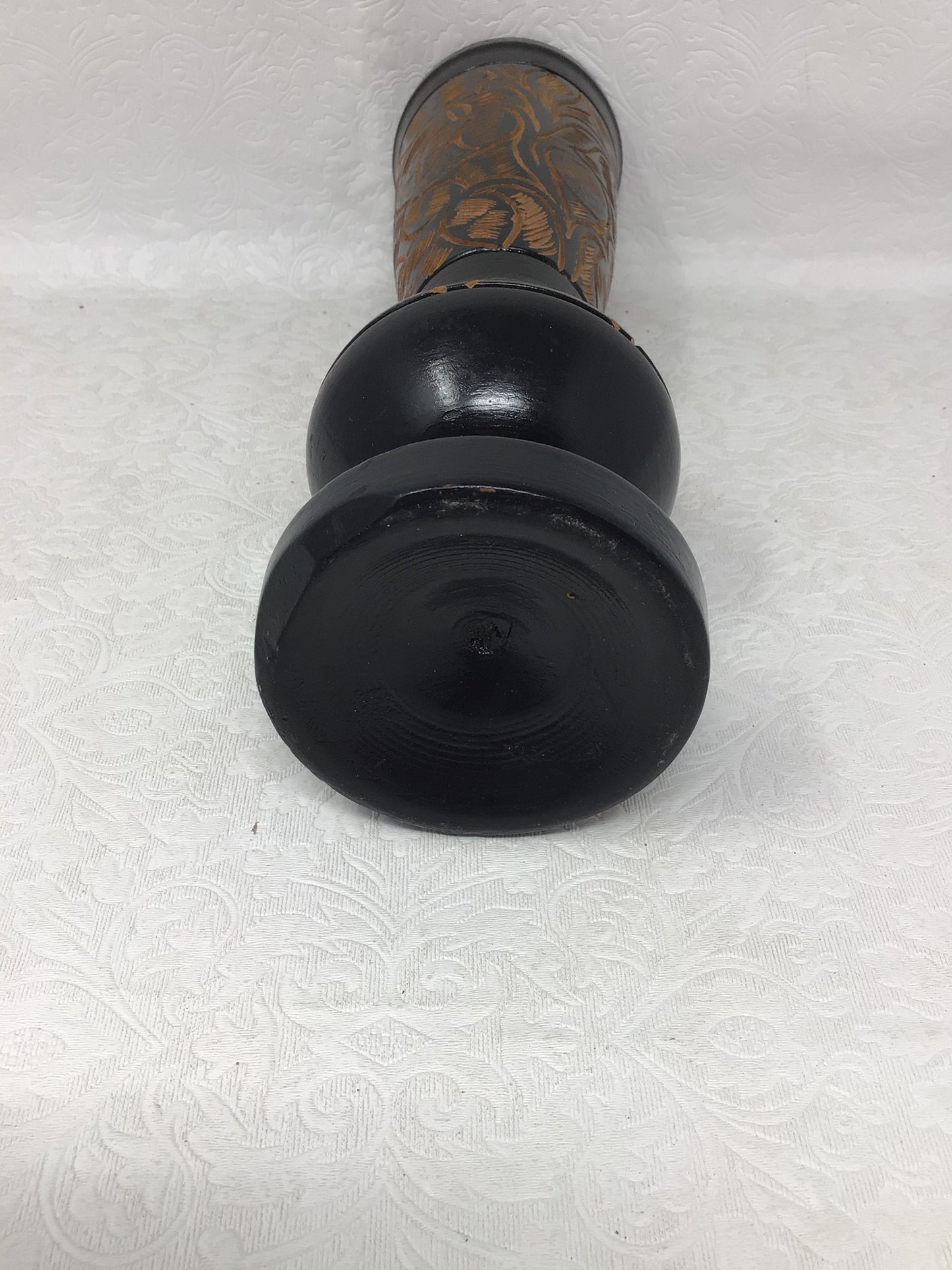 Vintage Hand-Carved Wooden Vase