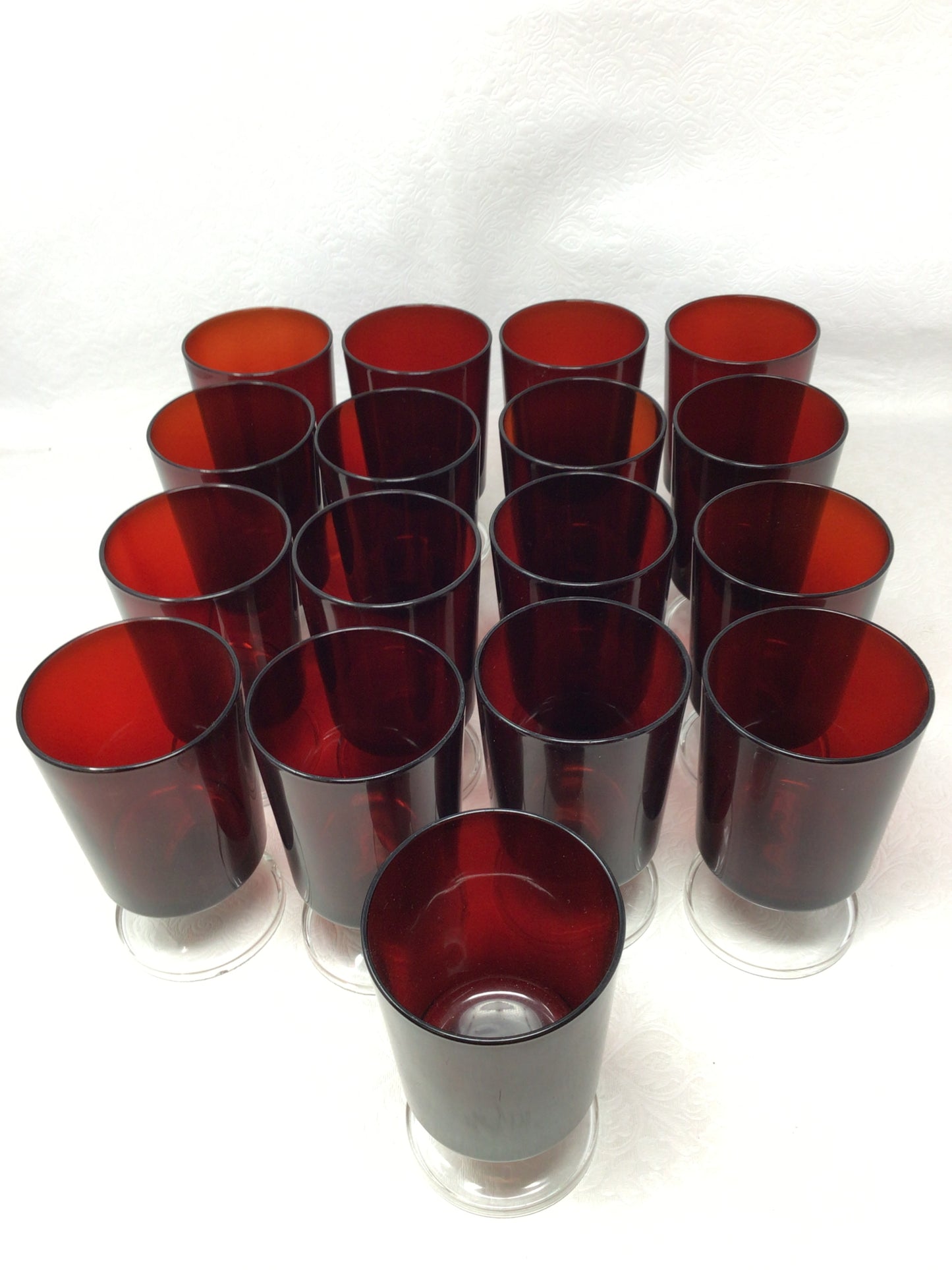 “Classique” Ruby Red Drinking Glasses by Luminarc, Set of 17