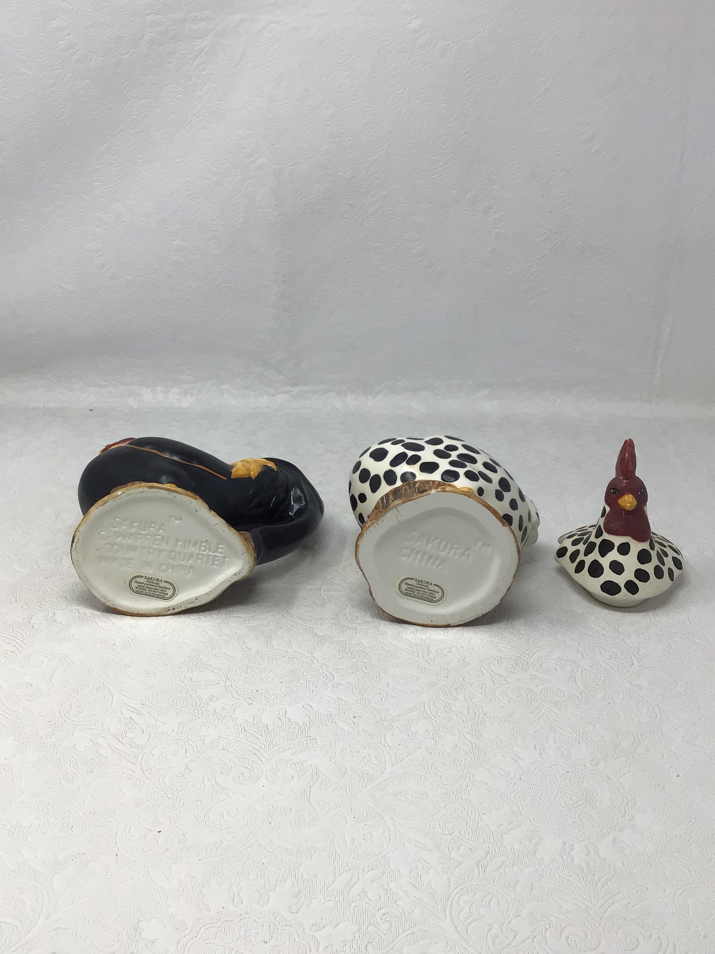 Delicate Sakura Hand Painted Roosters
