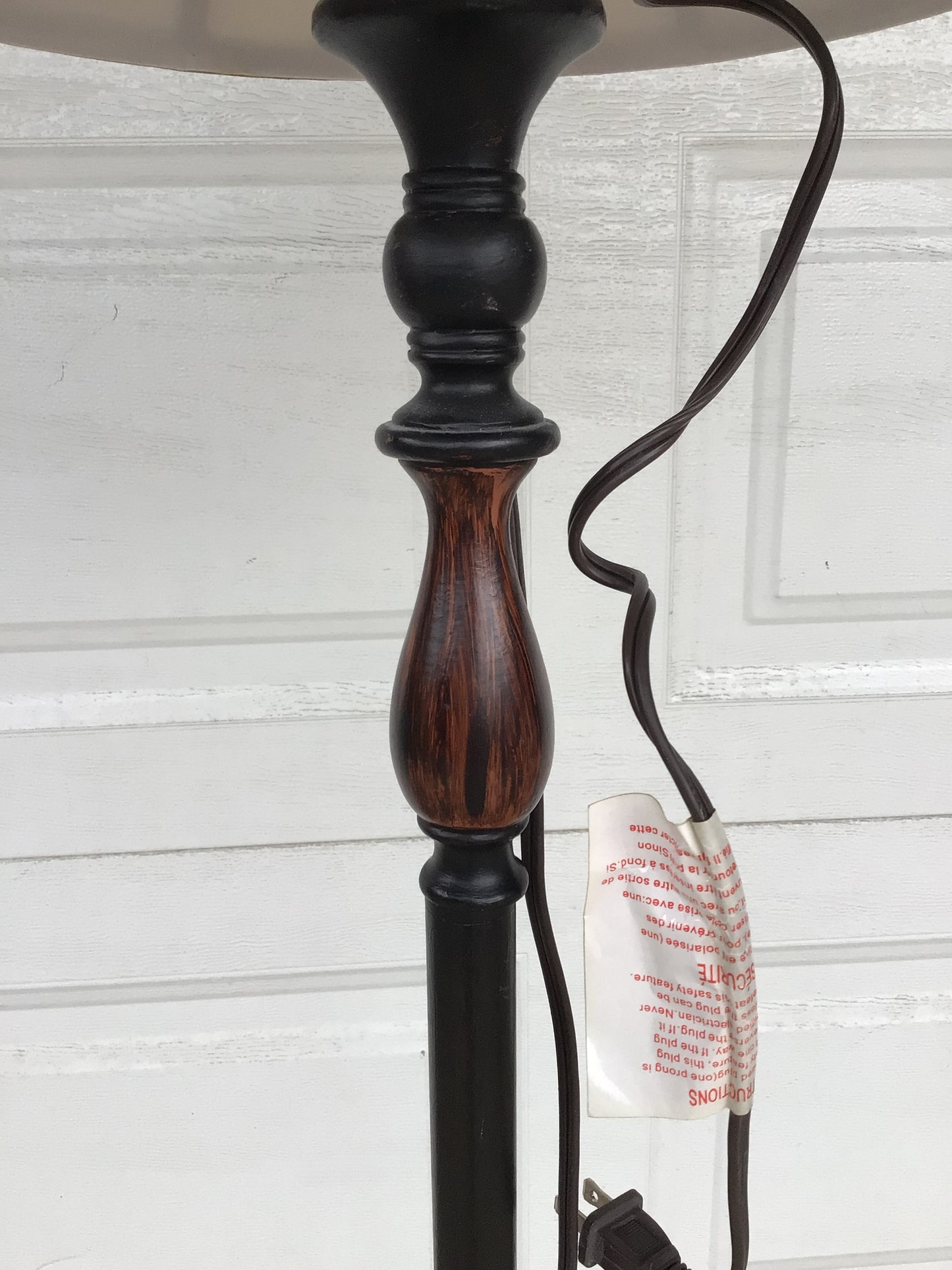 Metal and Faux Wood Floor Lamp