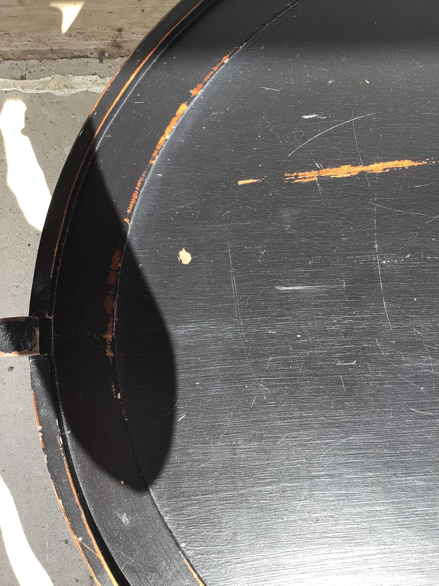 Wooden Oval Coffee Table on Wheels
