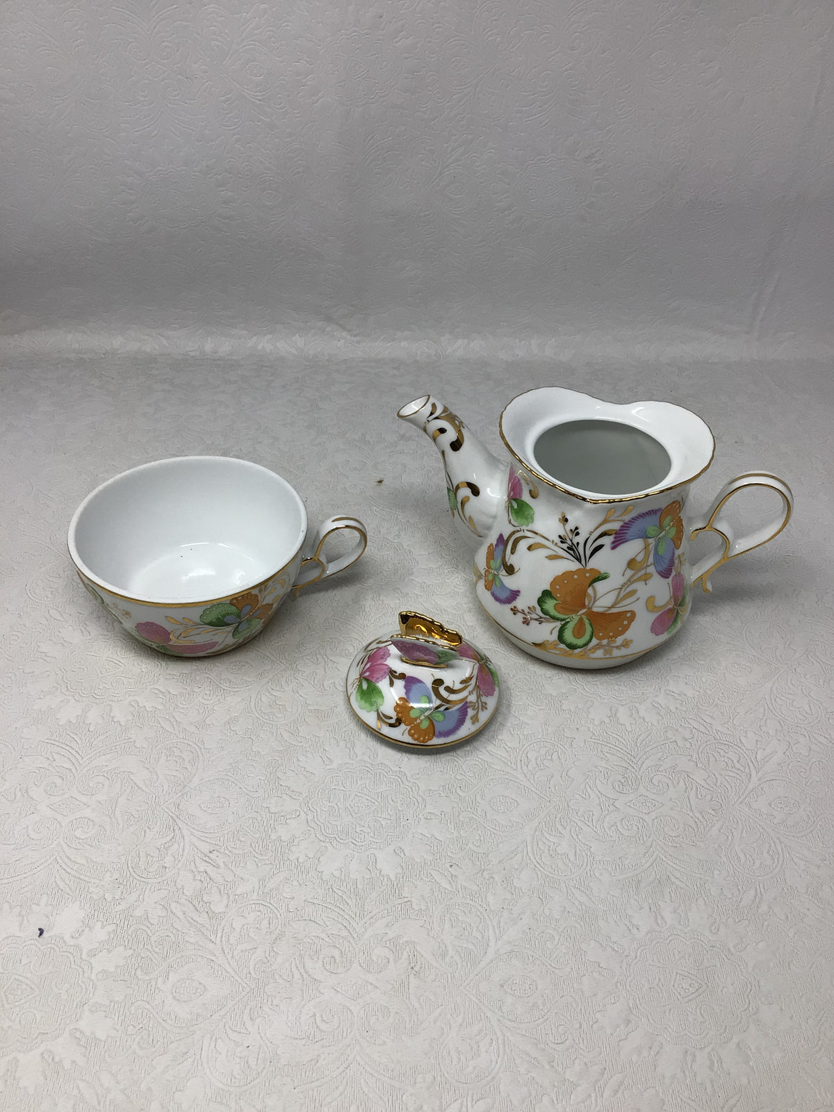 Hand-Painted Porcelain "Tea-For-One" Stacking Set