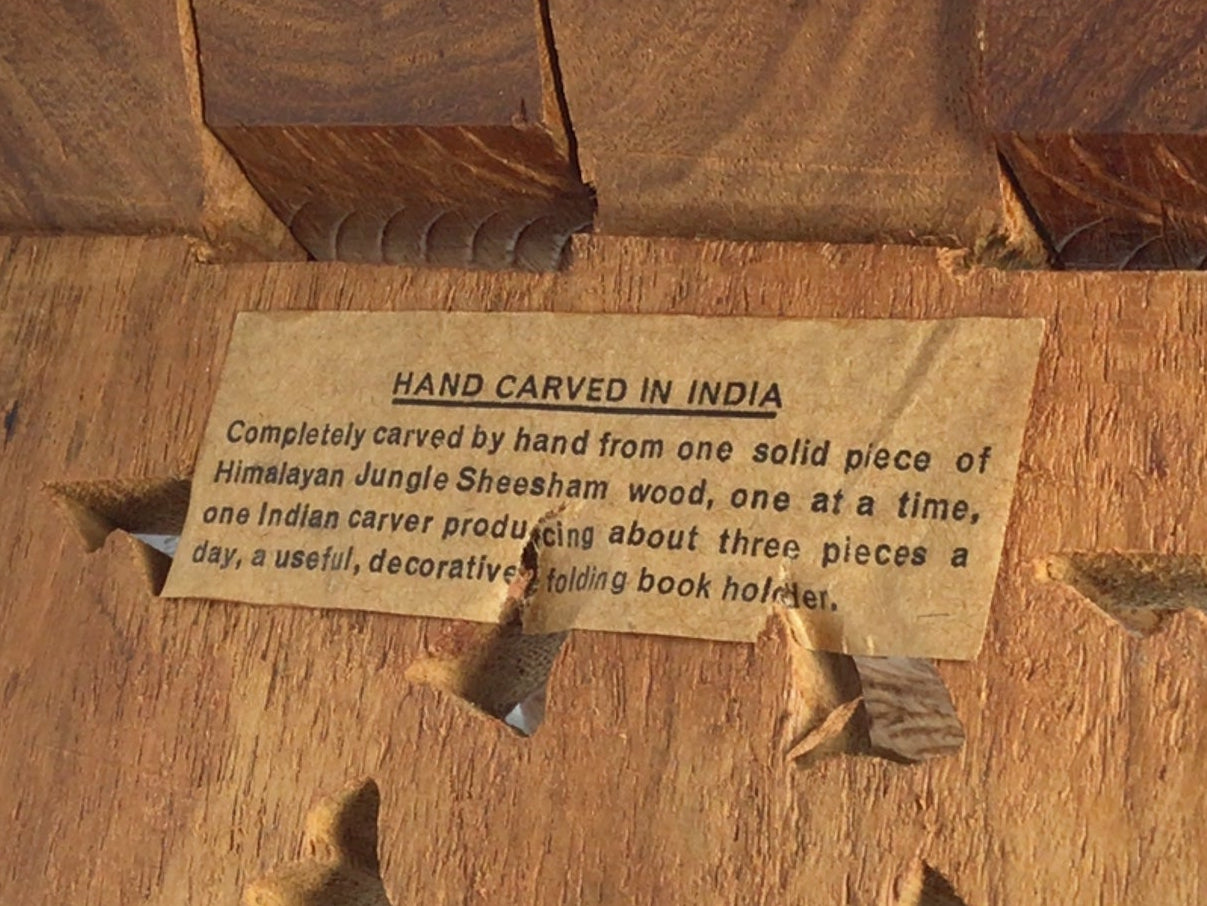 Traditional Hand-Carved Wooden Folding Book Stand