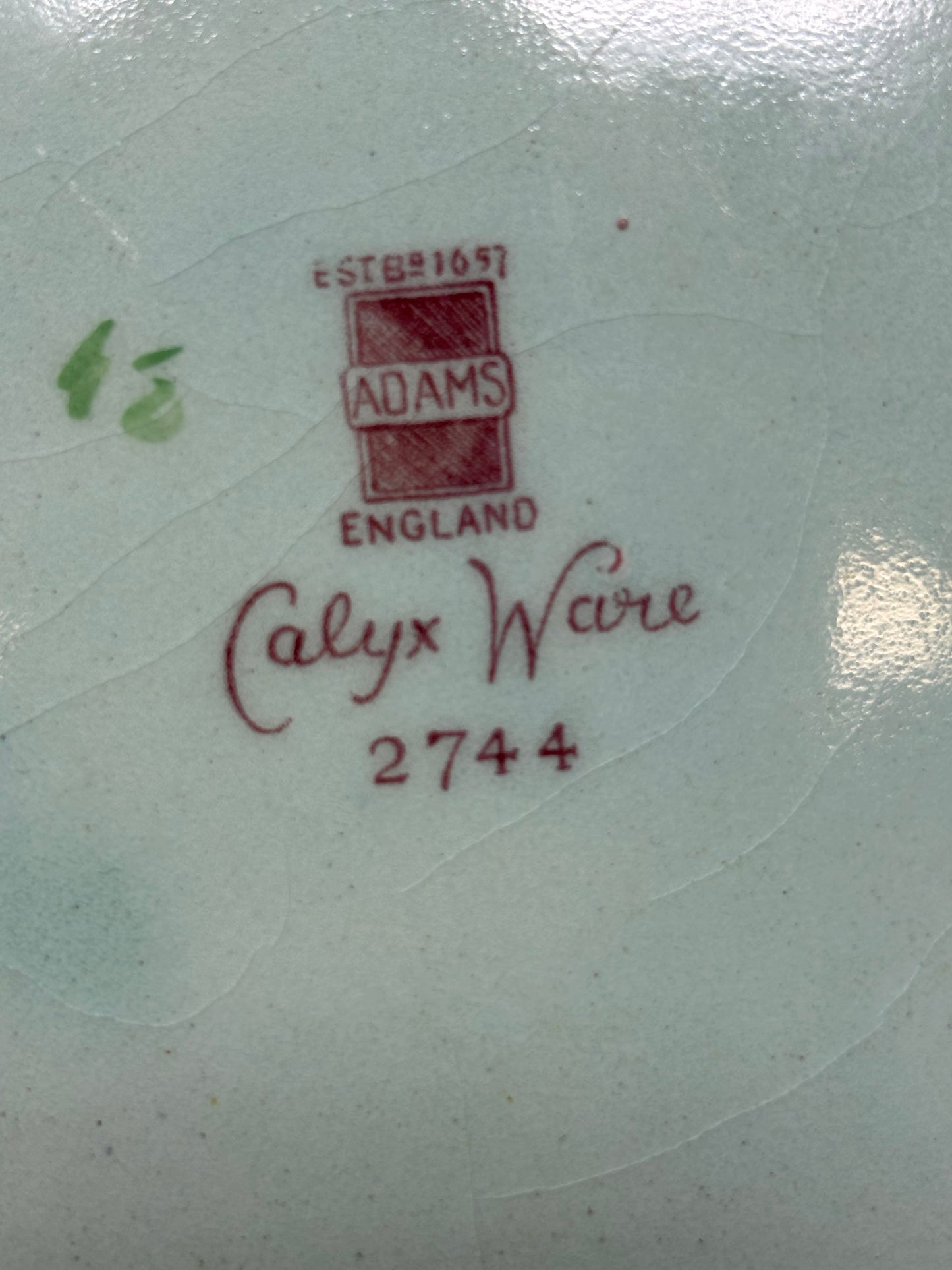 Vintage Adams Calyx Ware Singapore Bird Numbered Plate