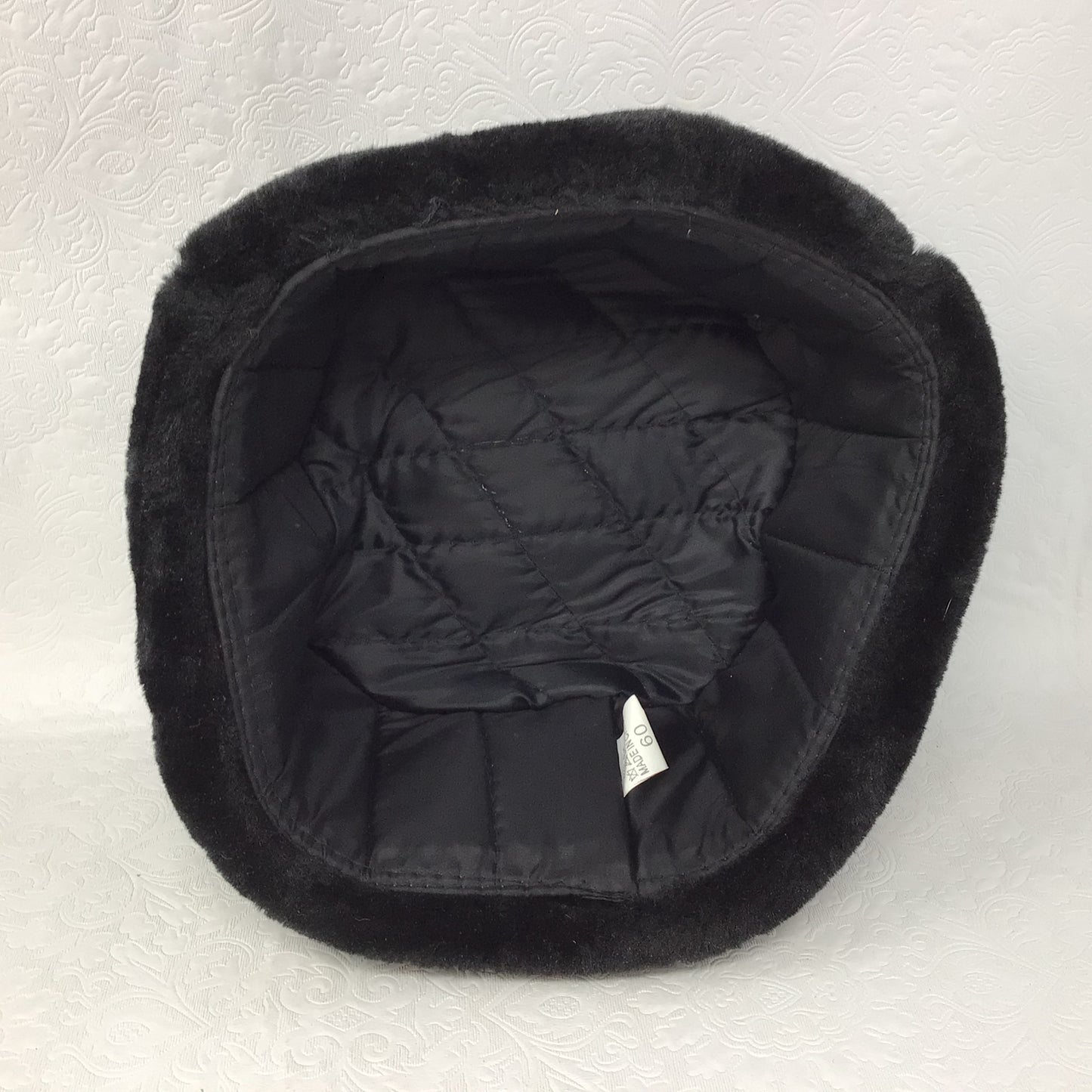 Faux Fur and Leather Black Hat