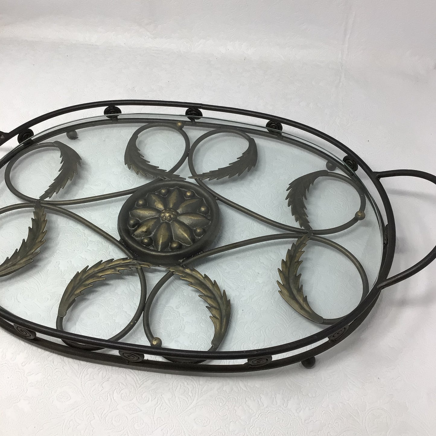 Iron and Glass Serving Tray