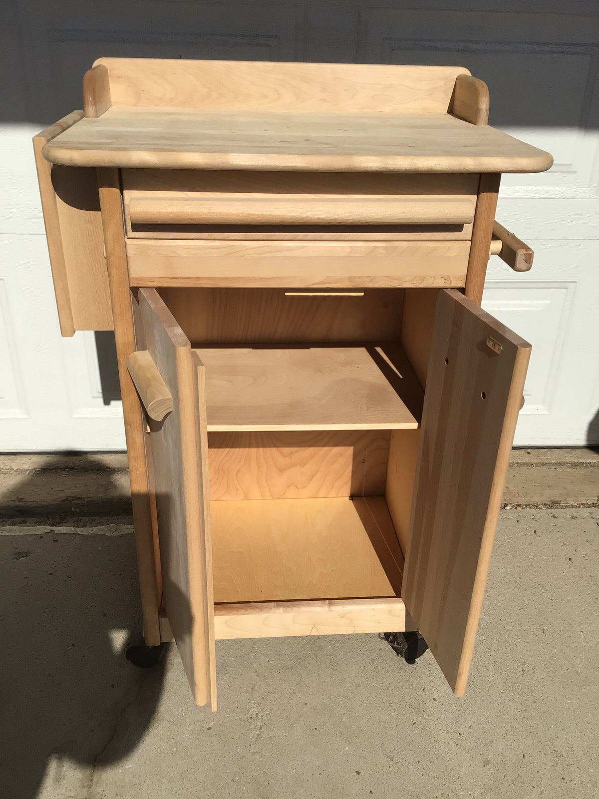 Natural Wood Rolling Kitchen Cart