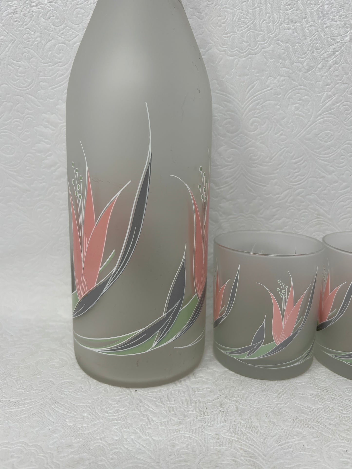 Vintage Cerve Italy Frosted Glassware Set