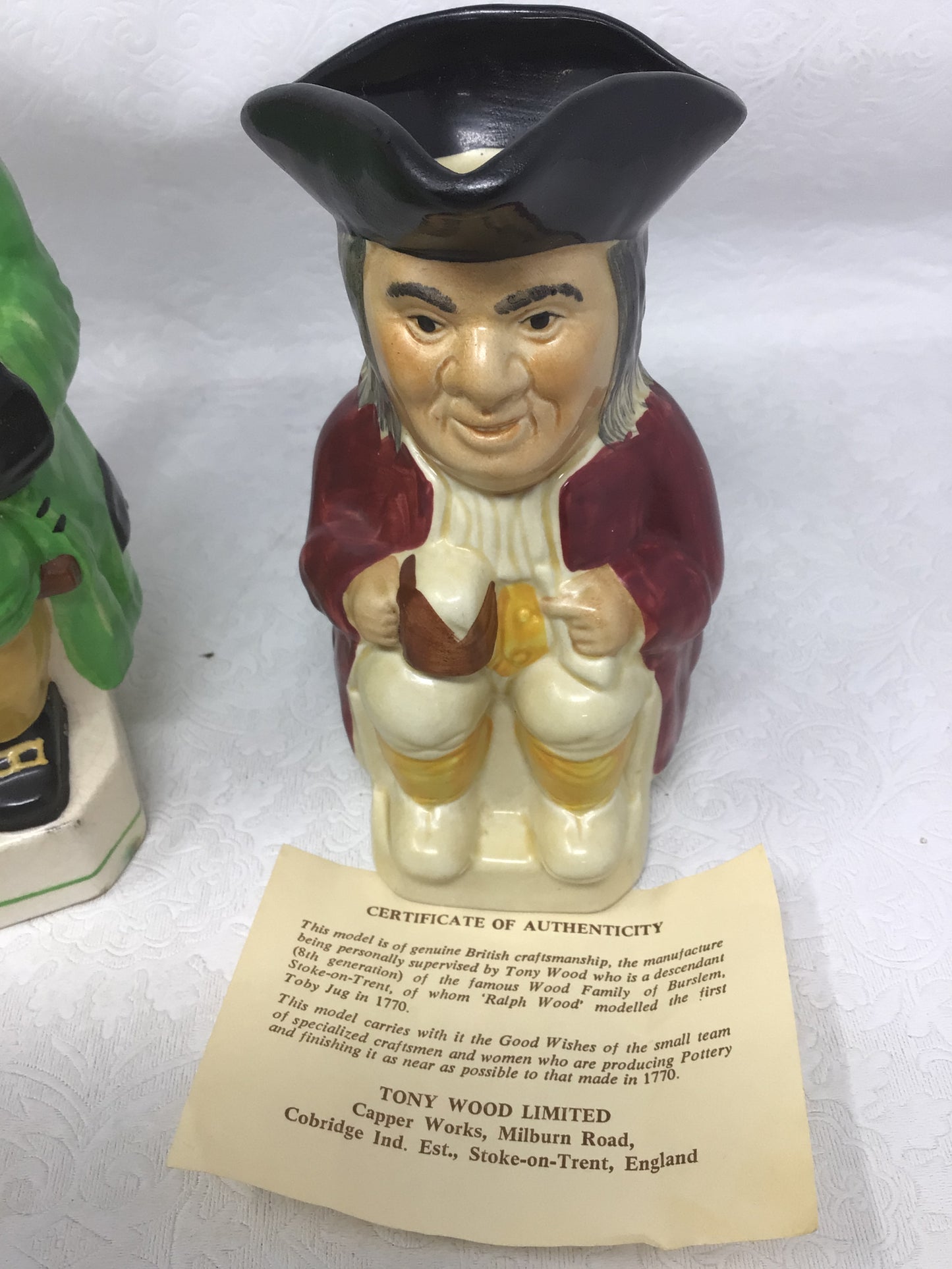Vintage Toby Jugs with Green Jacket and Red Jacket, Set of 2