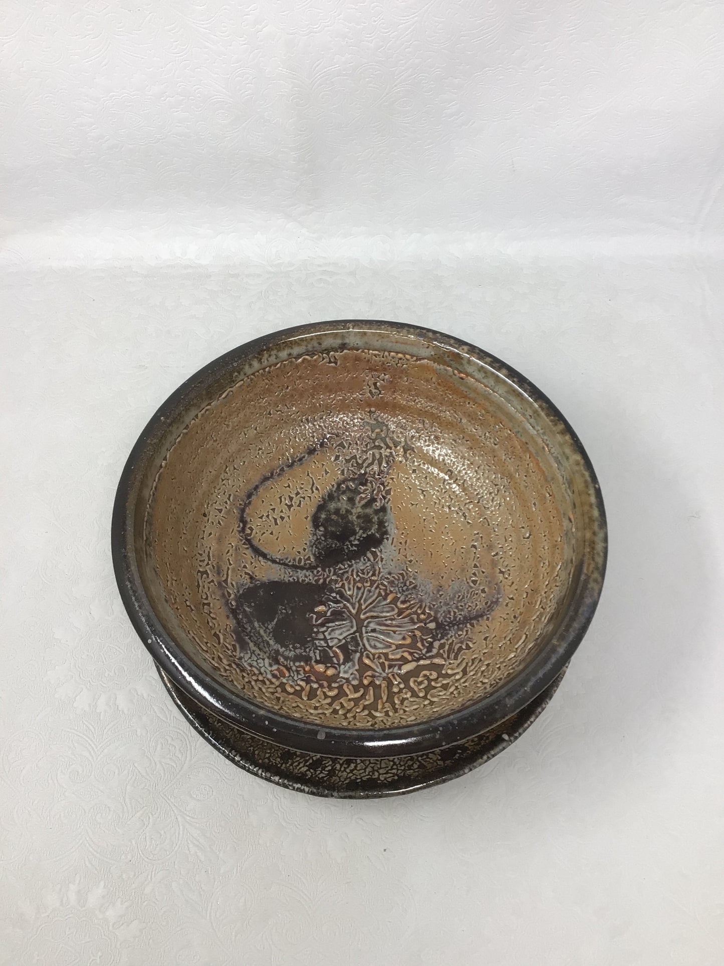 Tenmoku Glaze Like Bowl With Plate
