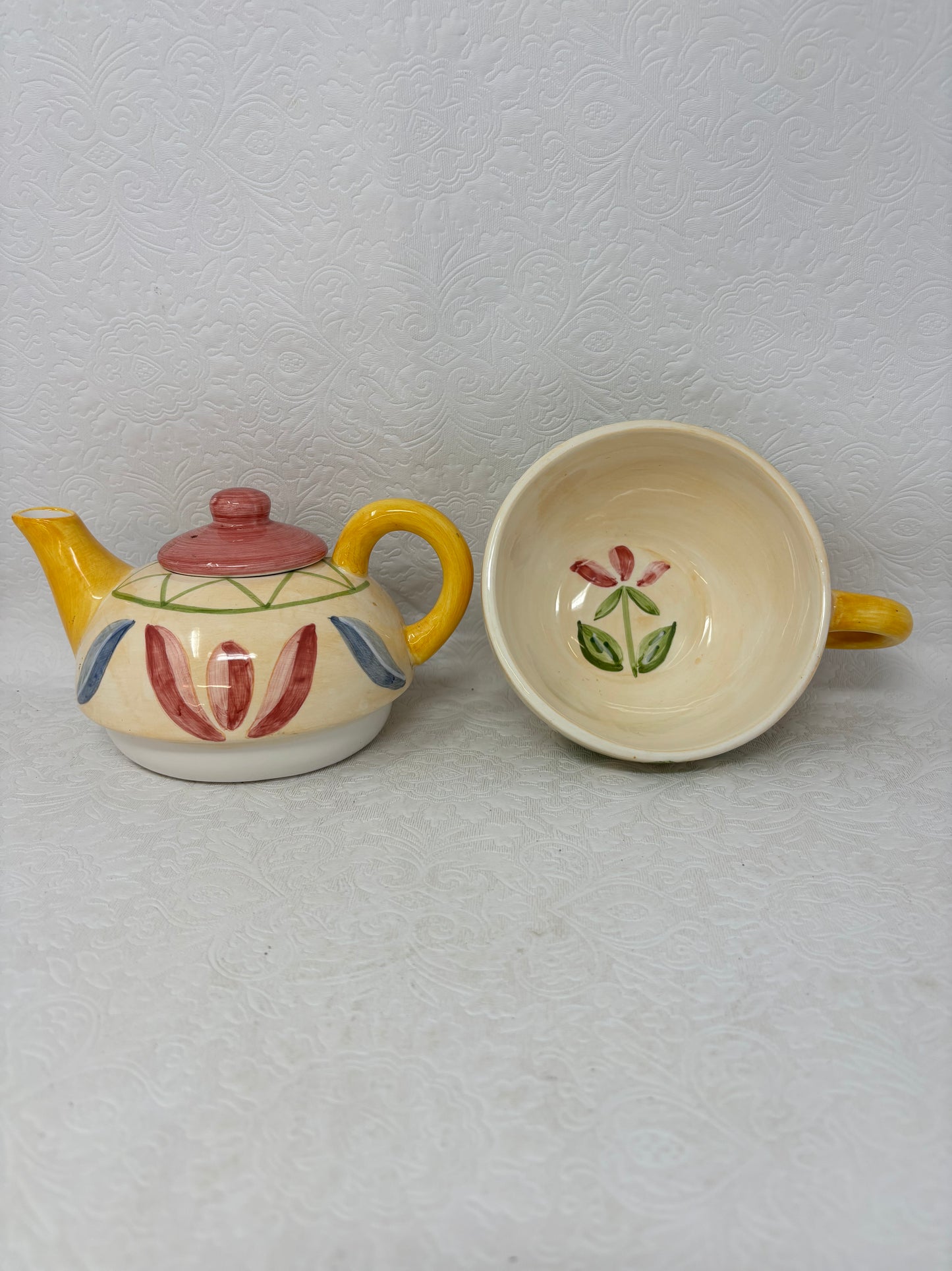 Vintage Vivo Hand Painted “Tea For One” 2-Piece Tea Set