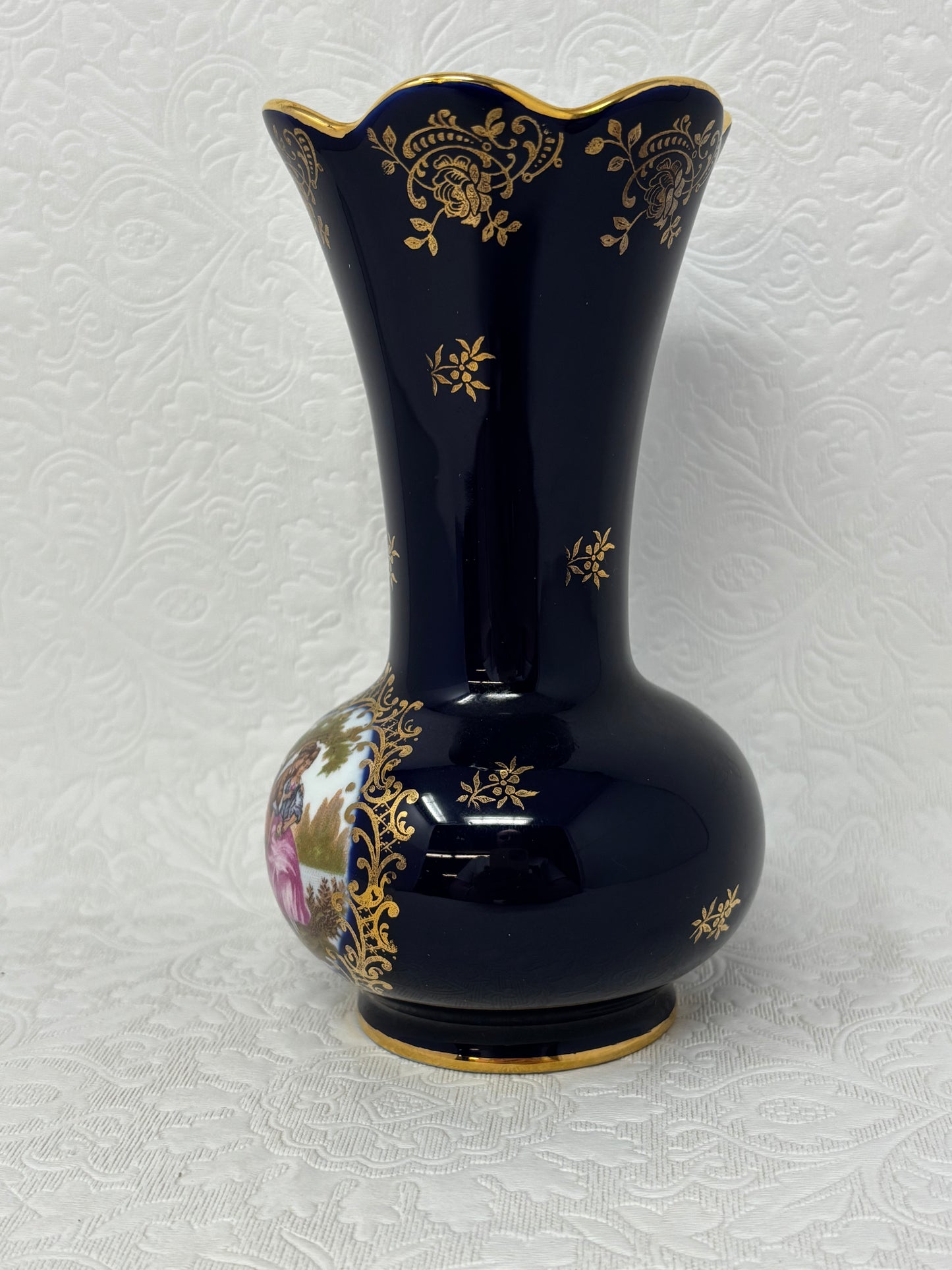 Limoges France Castel Porcelain Vase With “Courting Couple”