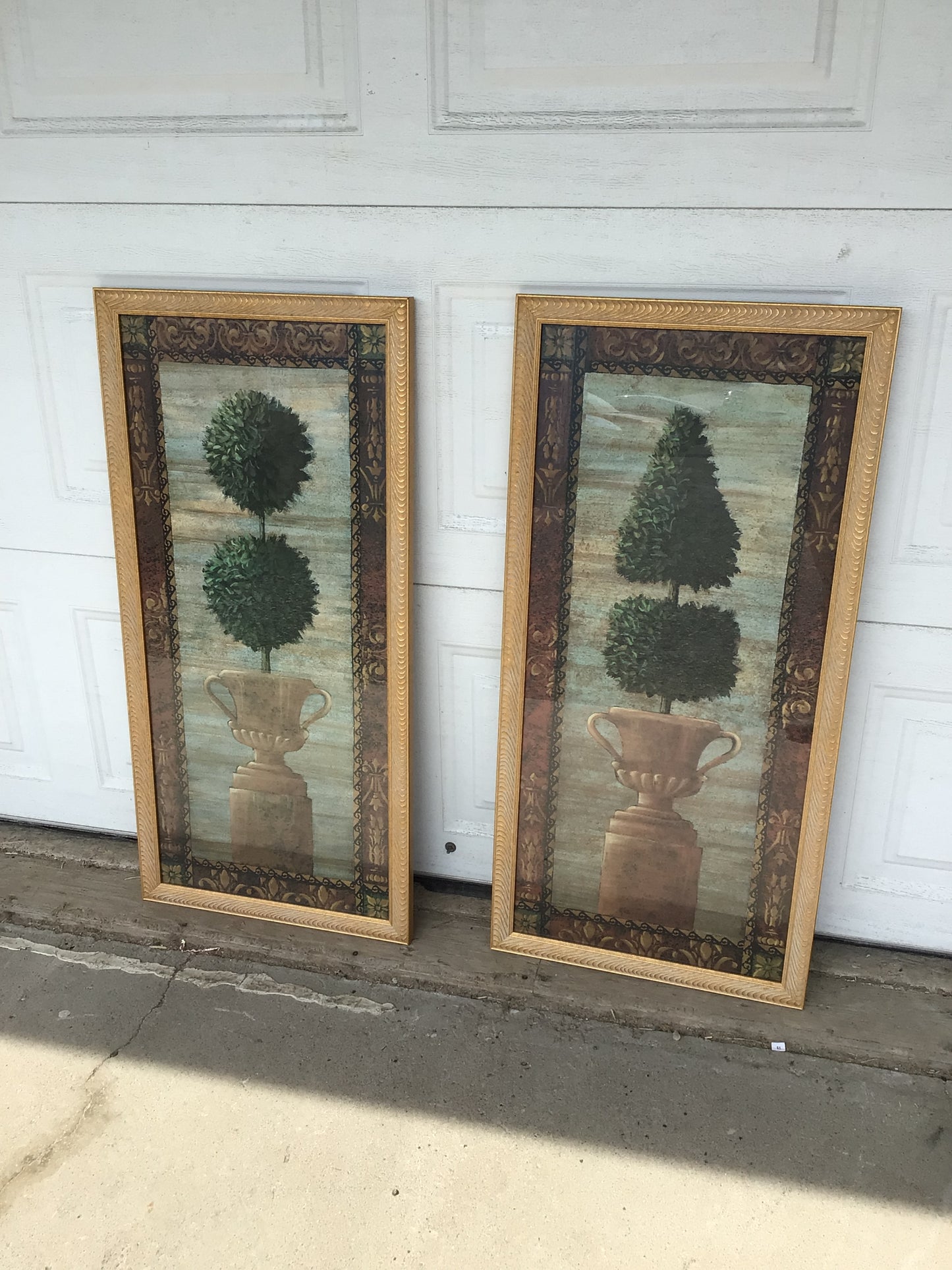 Set of 2 Topiary Tapestry Framed Artwork