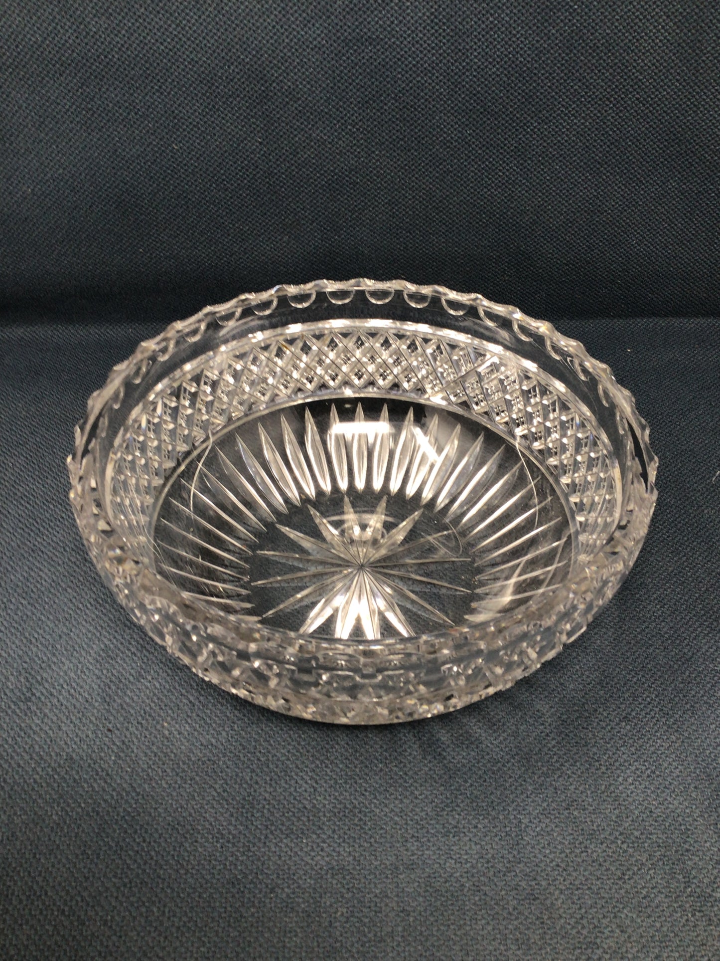 Vintage Crystal Diamond-cut Rim Band Bowl